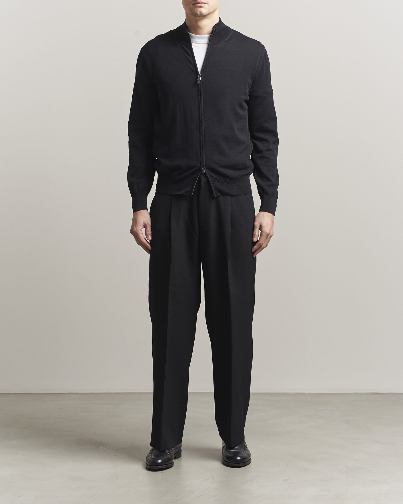 Heren | Truien | Canali | Cotton Full Zip Black