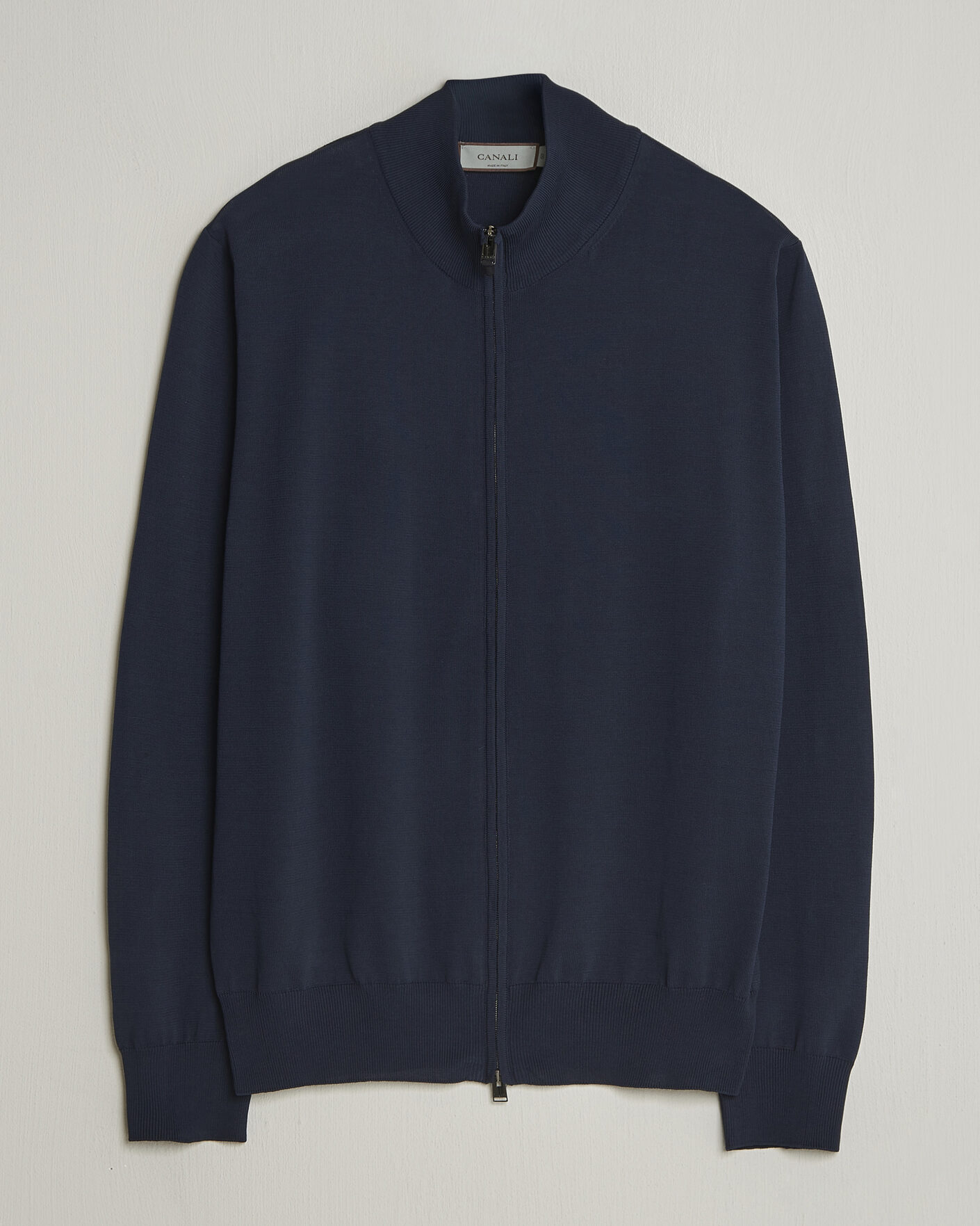 Heren | Truien | Canali | Cotton Full Zip Navy