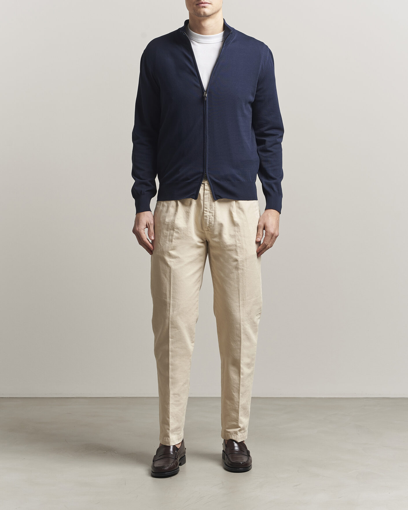 Heren | Truien | Canali | Cotton Full Zip Navy