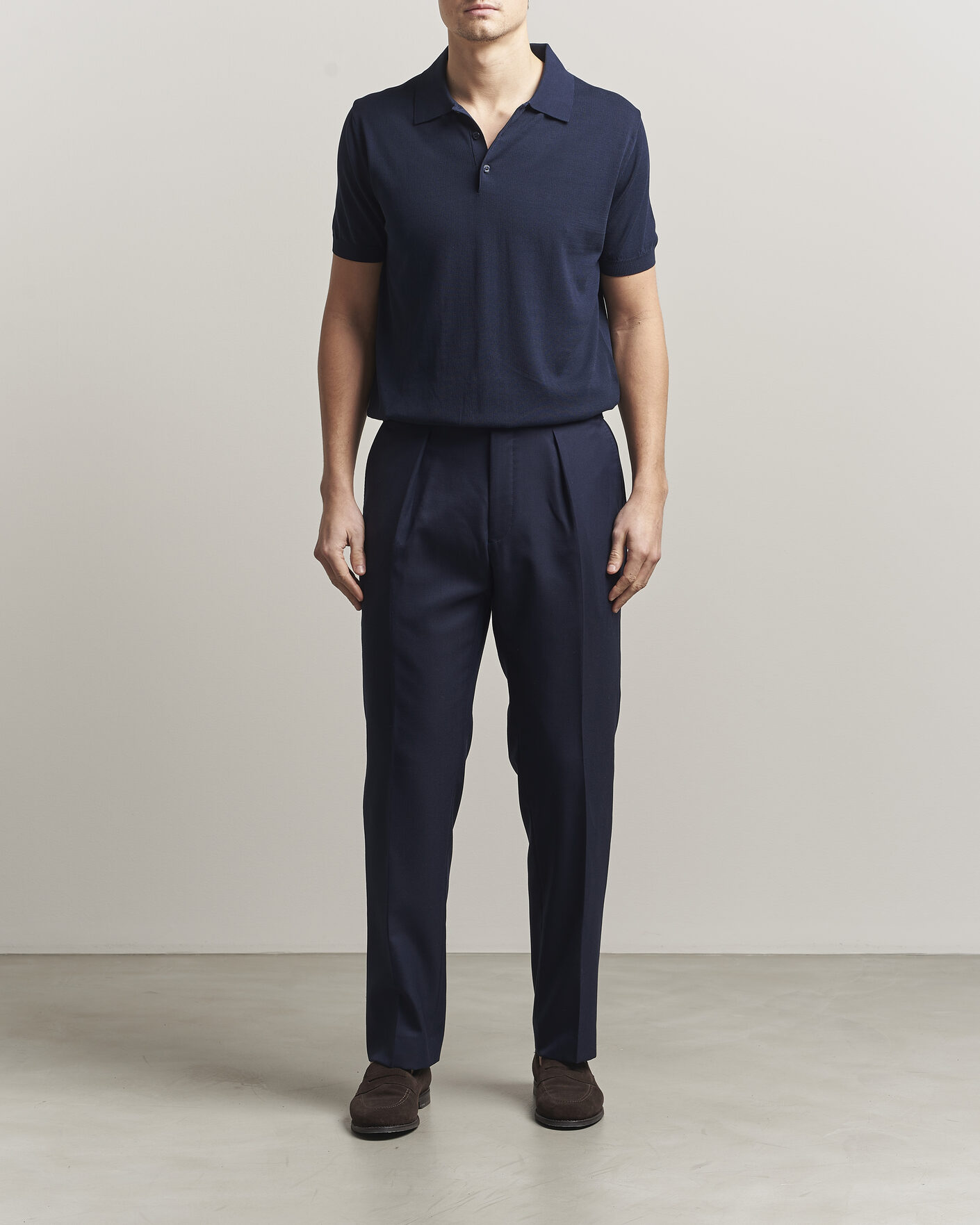Heren | Polo's | Canali | Cotton Short Sleeve Polo Navy
