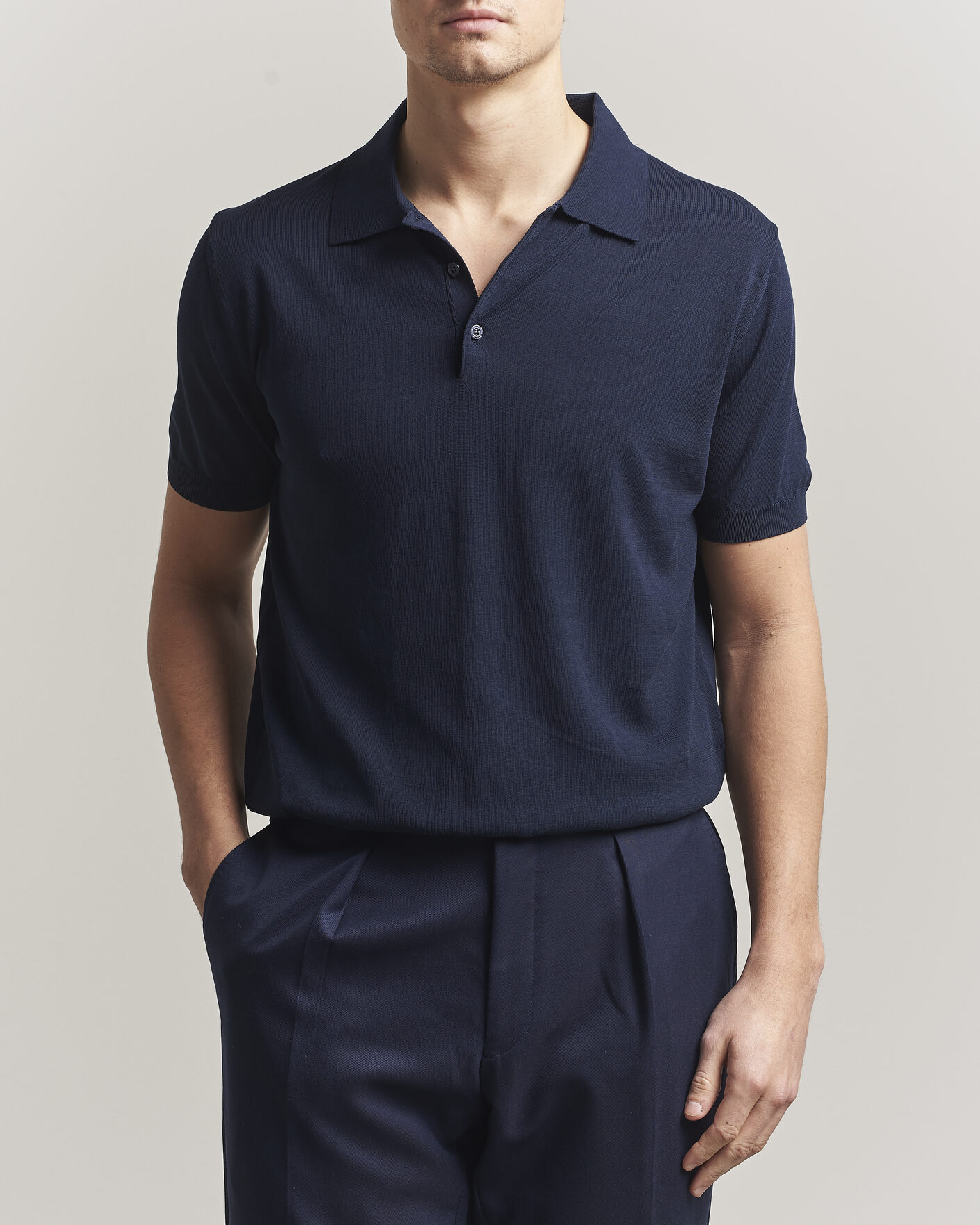 Heren | Polo's | Canali | Cotton Short Sleeve Polo Navy