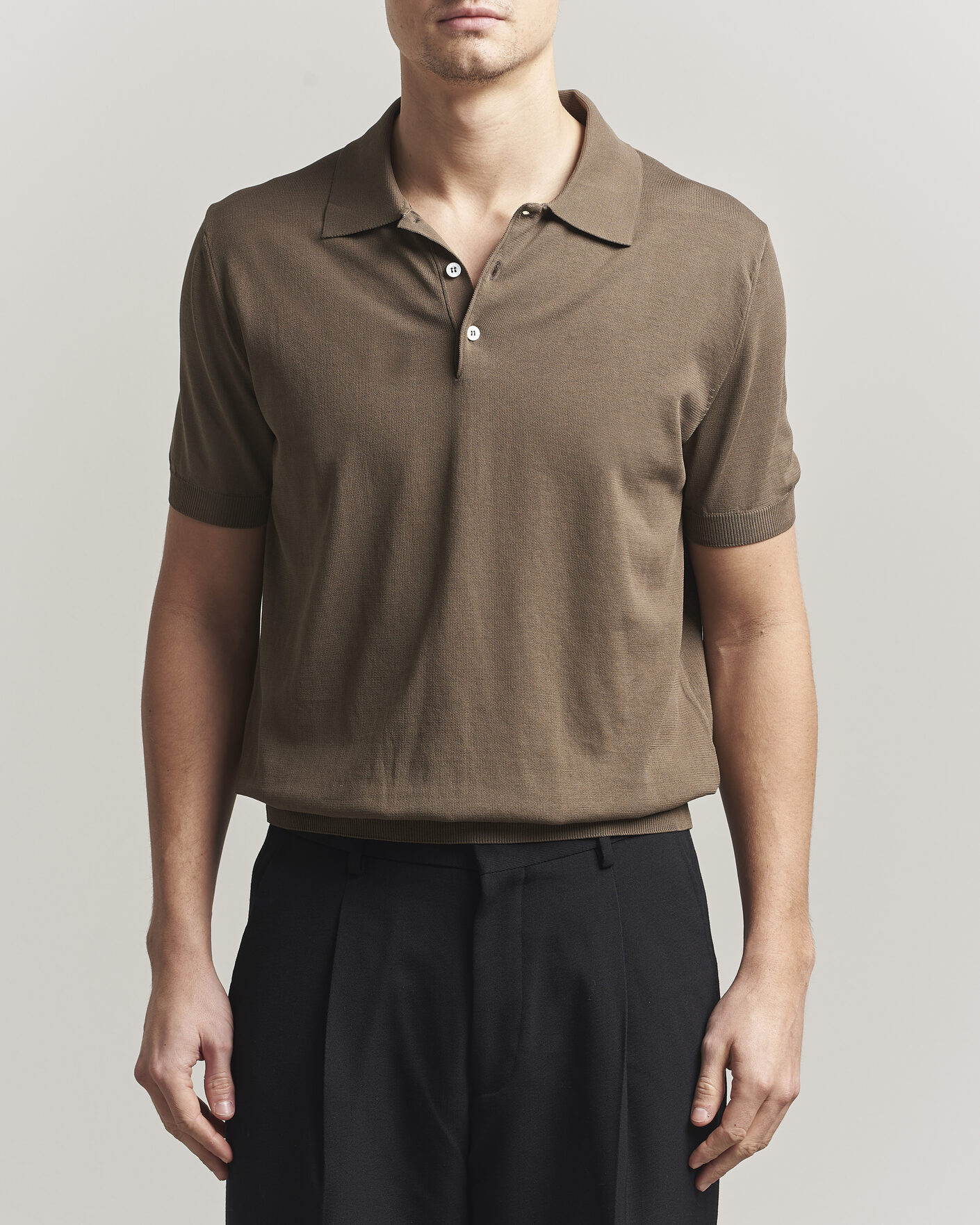 Heren | Polo's | Canali | Cotton Short Sleeve Polo Brown