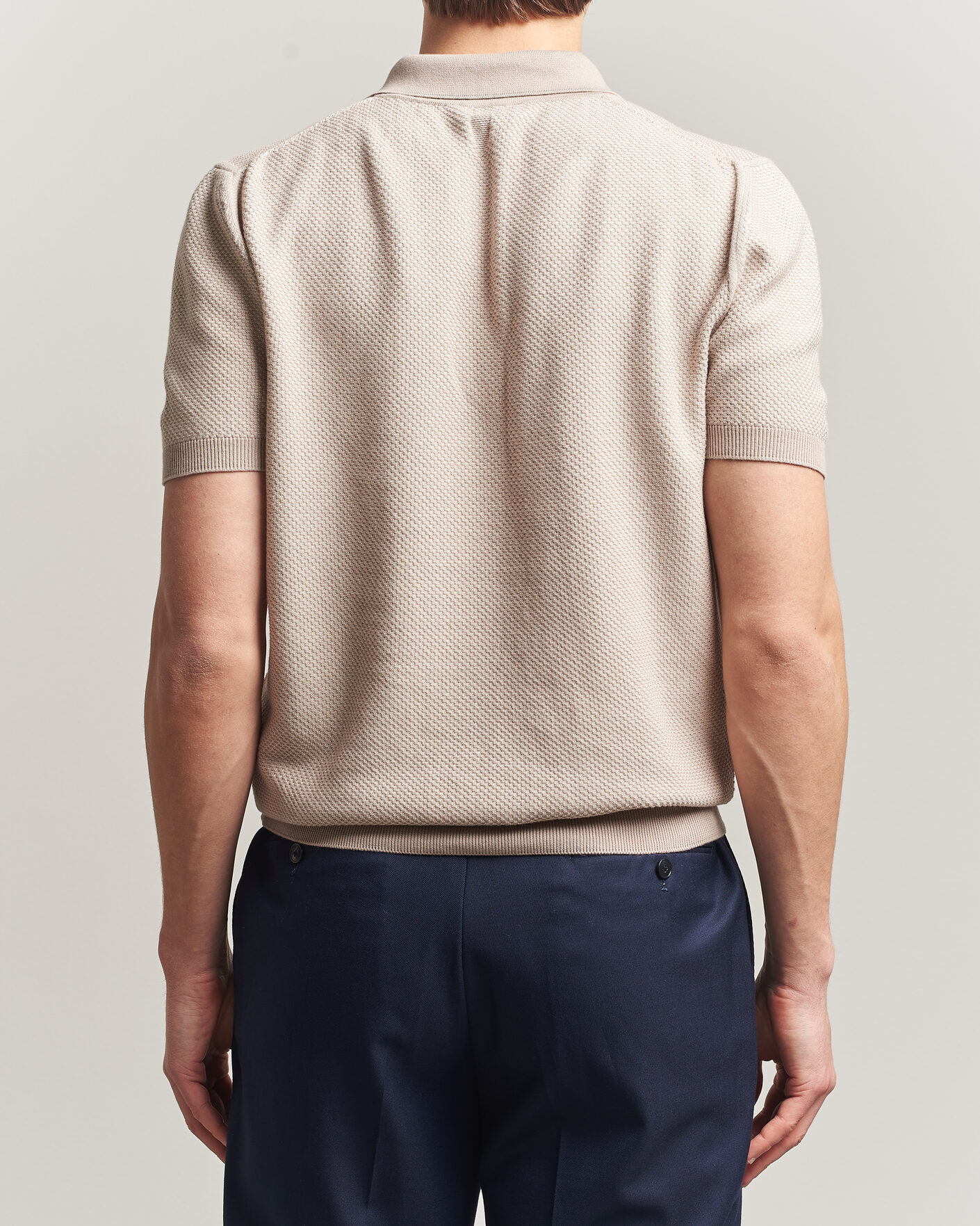 Heren | Polo's | Canali | Textured Knit Short Sleeve Polo Light Beige