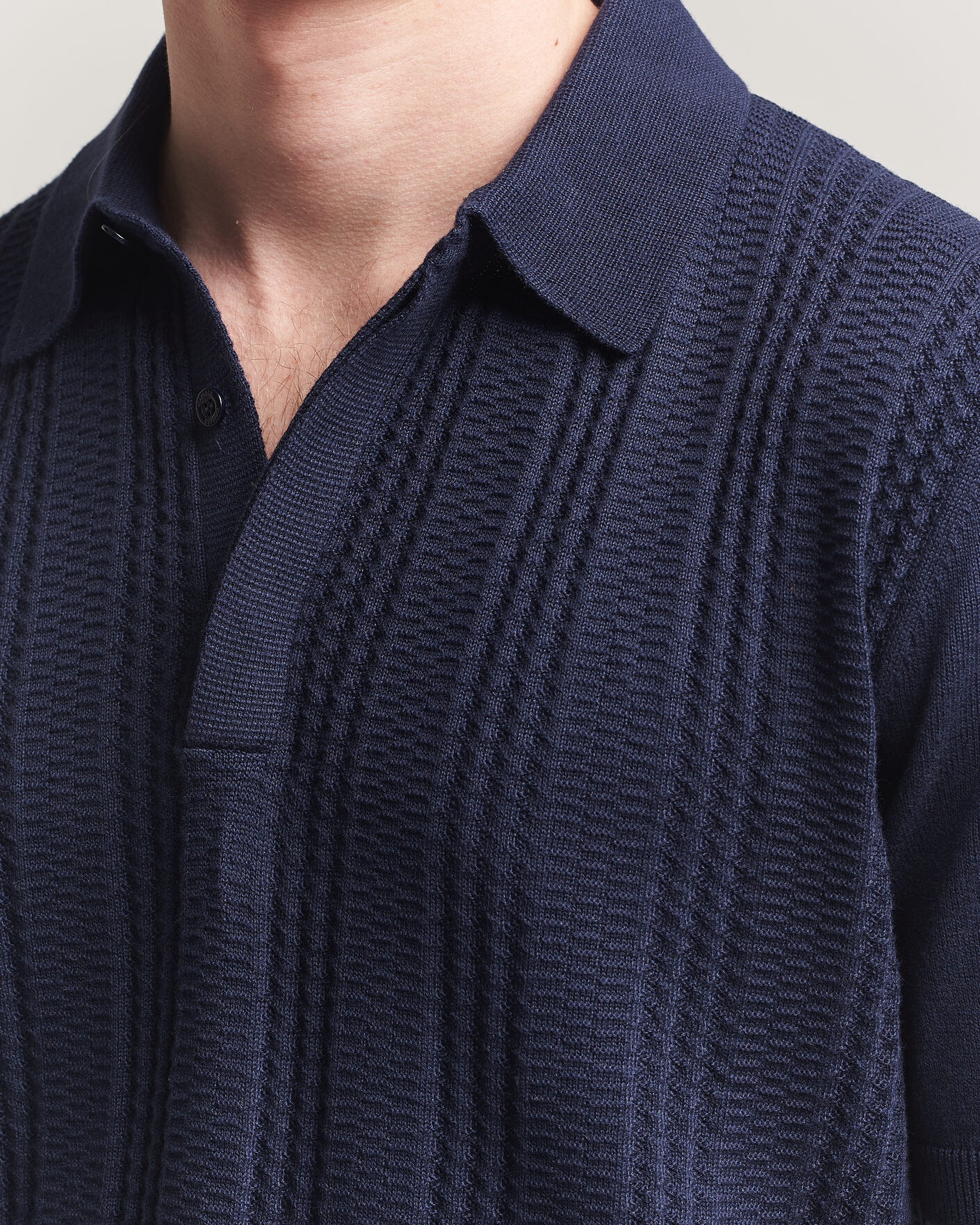 Heren | Polo's | Canali | Jacquard Short Sleeve Polo Navy