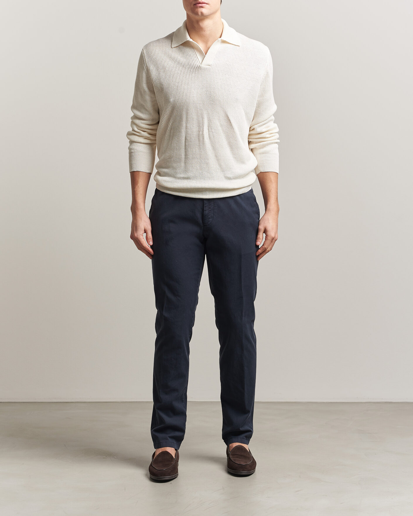 Heren | Broeken | Canali | Regular Fit Cotton/Stretch Chinos Navy