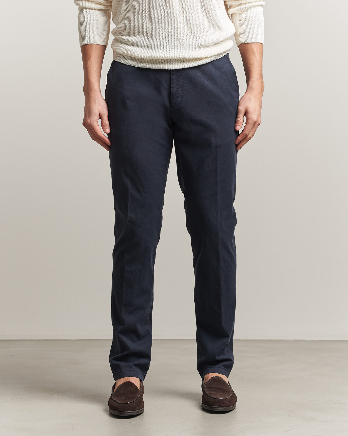 Heren | Broeken | Canali | Regular Fit Cotton/Stretch Chinos Navy