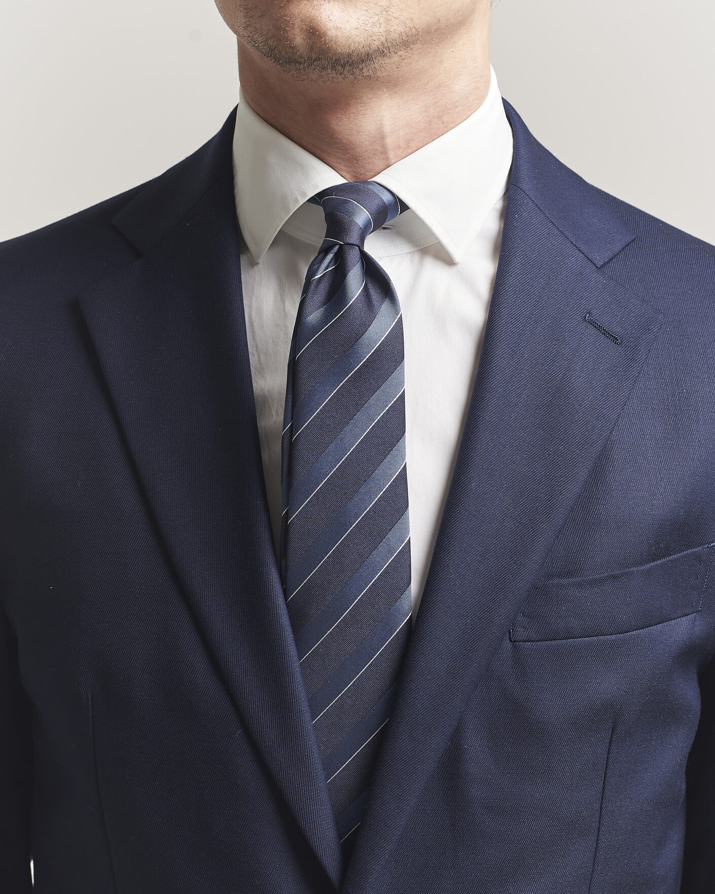 Heren | Stropdassen | Canali | Regimental Stripe Silk Tie Navy/Blue