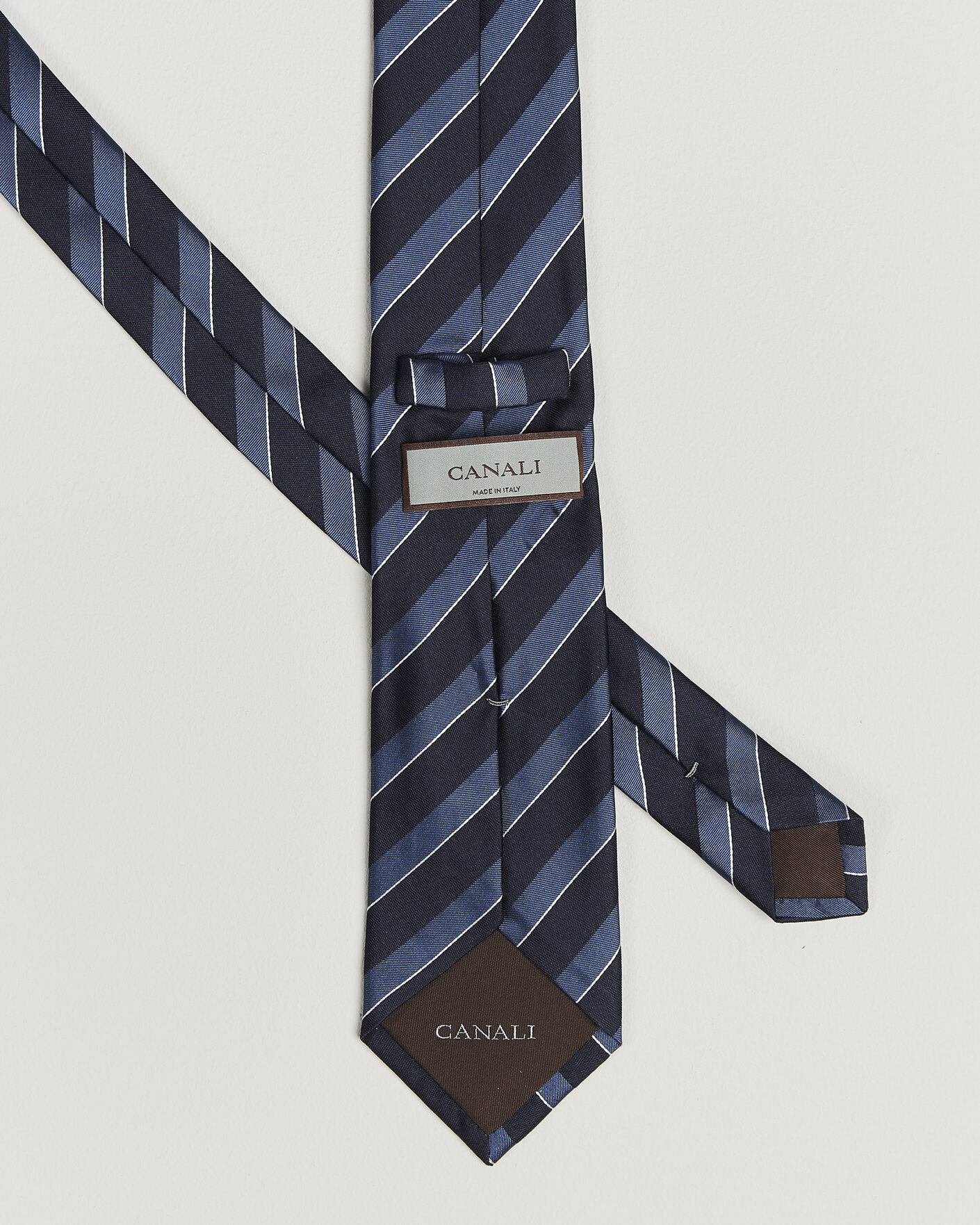 Heren | Stropdassen | Canali | Regimental Stripe Silk Tie Navy/Blue