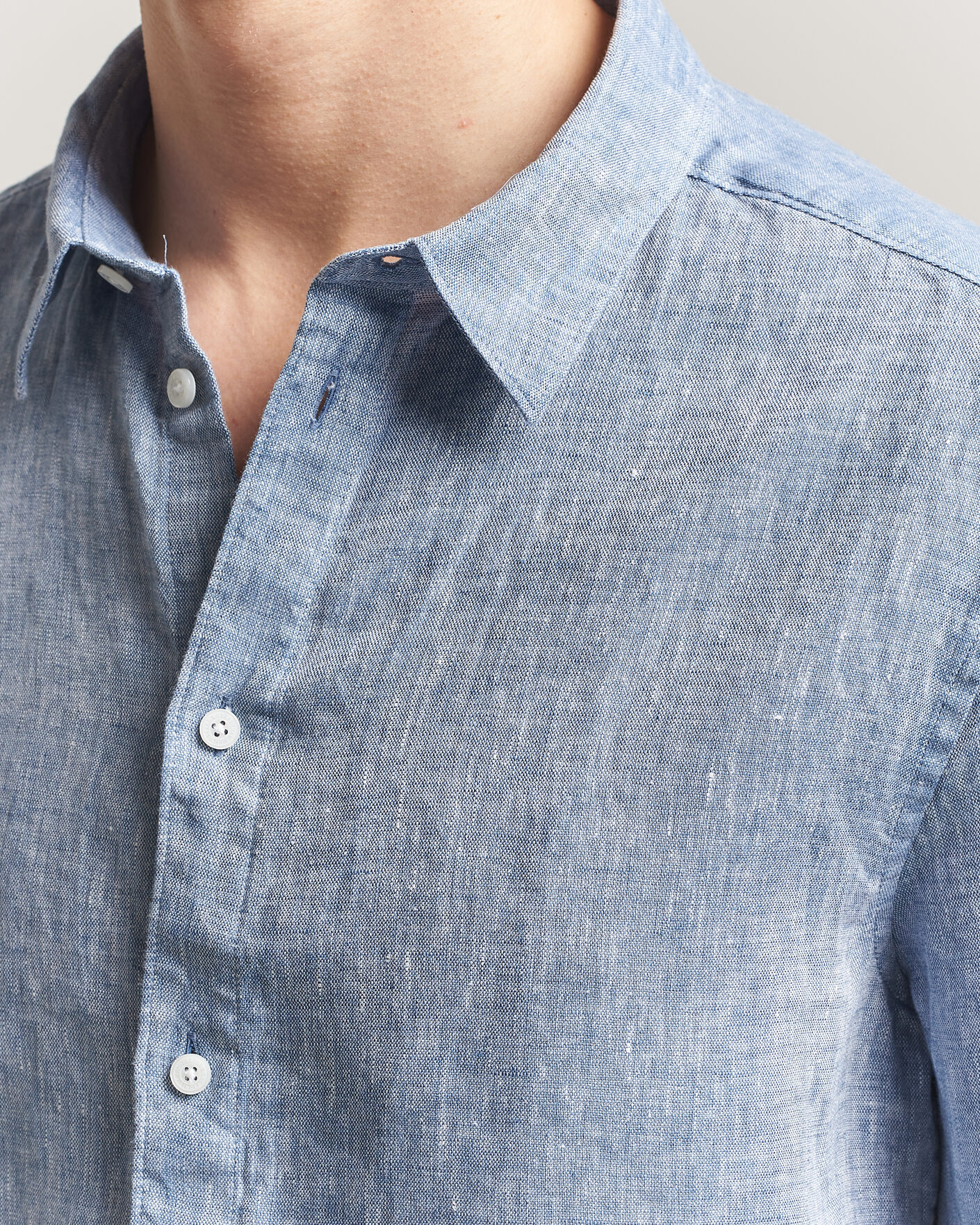Heren | Overhemden | J.Lindeberg | Marlon Linen Melange Shirt Federal Blue