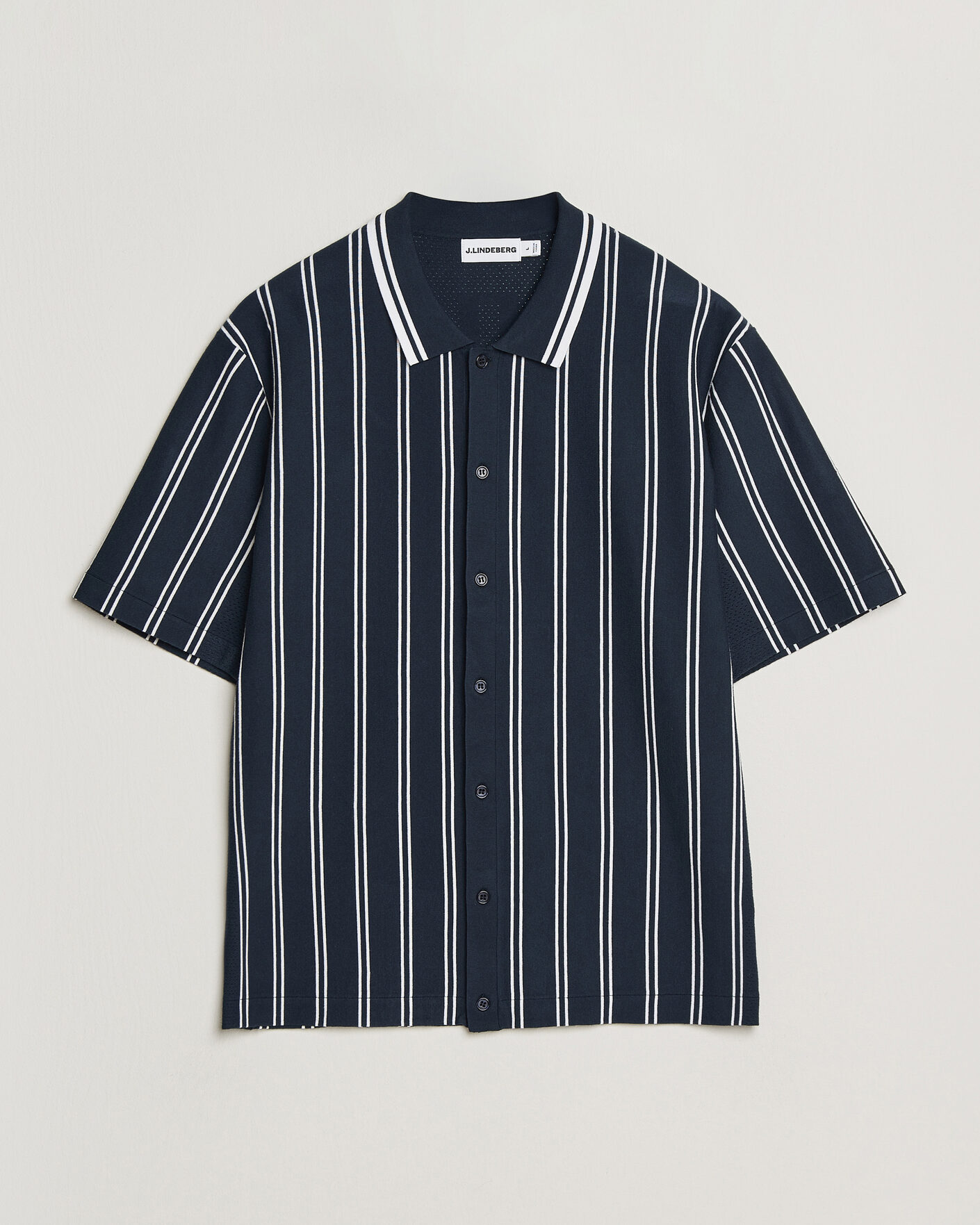 Heren | Overhemden | J.Lindeberg | Rue Knit Short Sleeve Shirt JL Navy