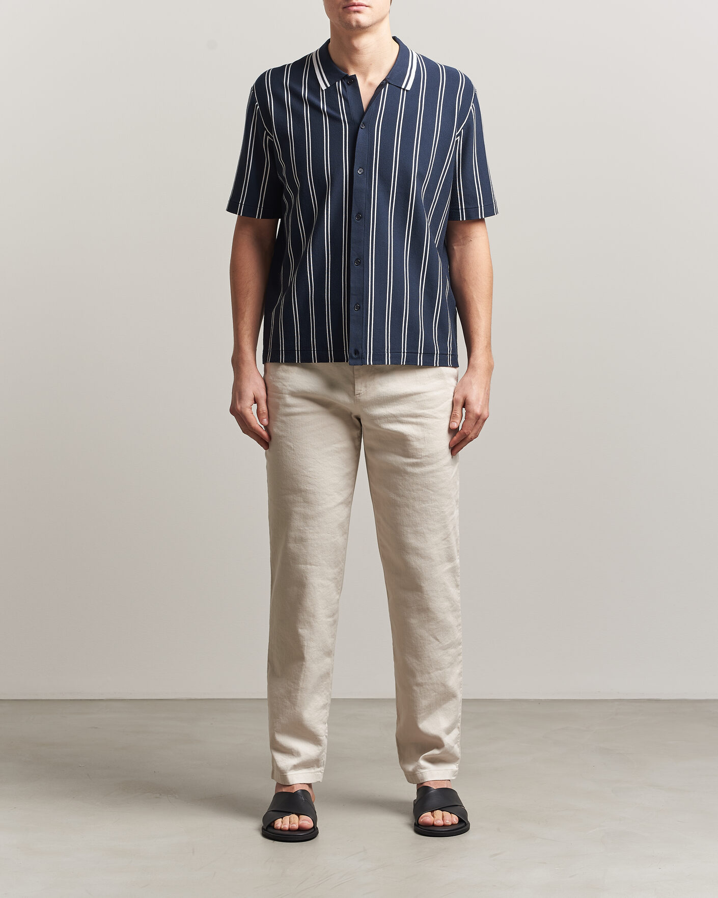 Heren | Overhemden | J.Lindeberg | Rue Knit Short Sleeve Shirt JL Navy