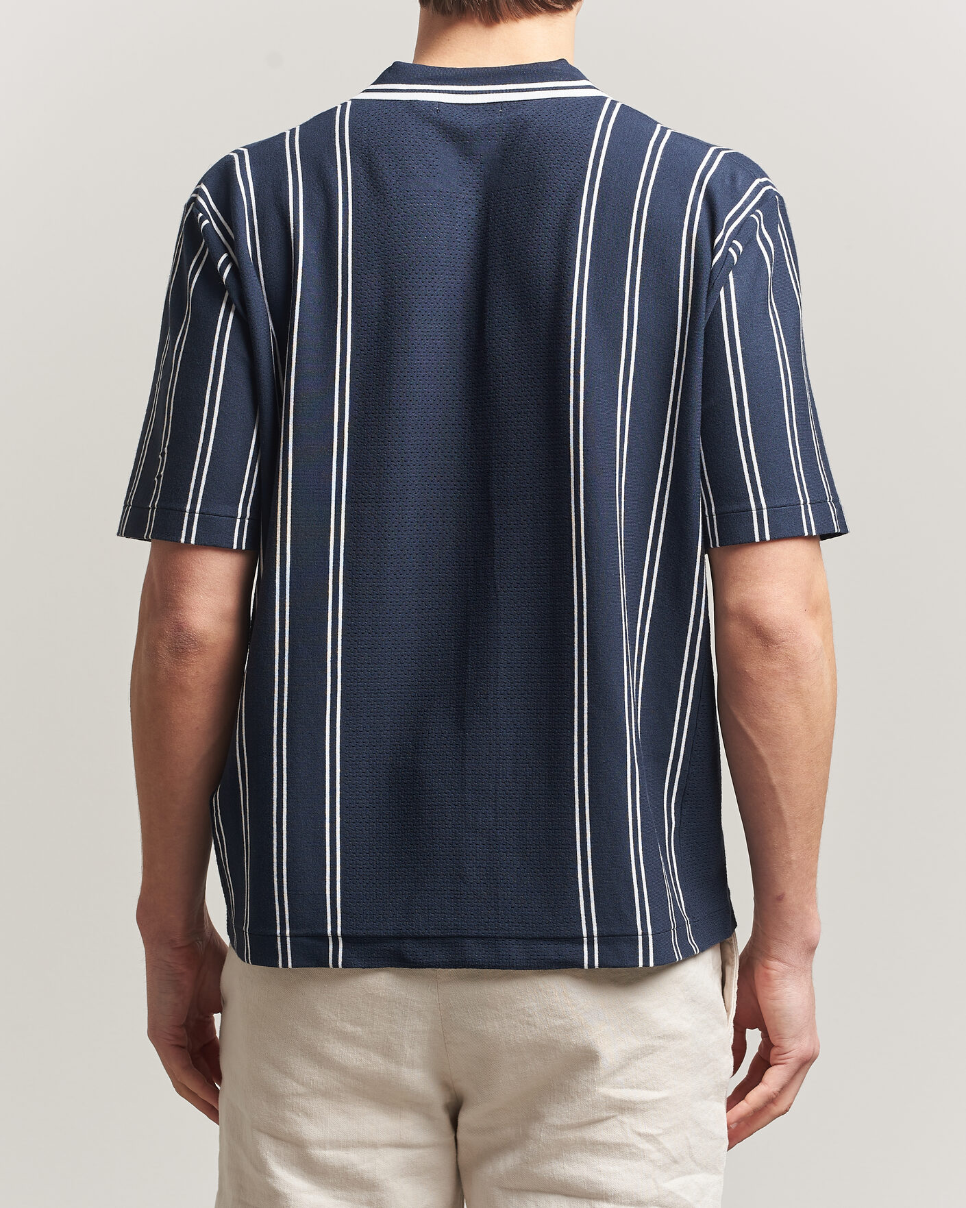 Heren | Overhemden | J.Lindeberg | Rue Knit Short Sleeve Shirt JL Navy
