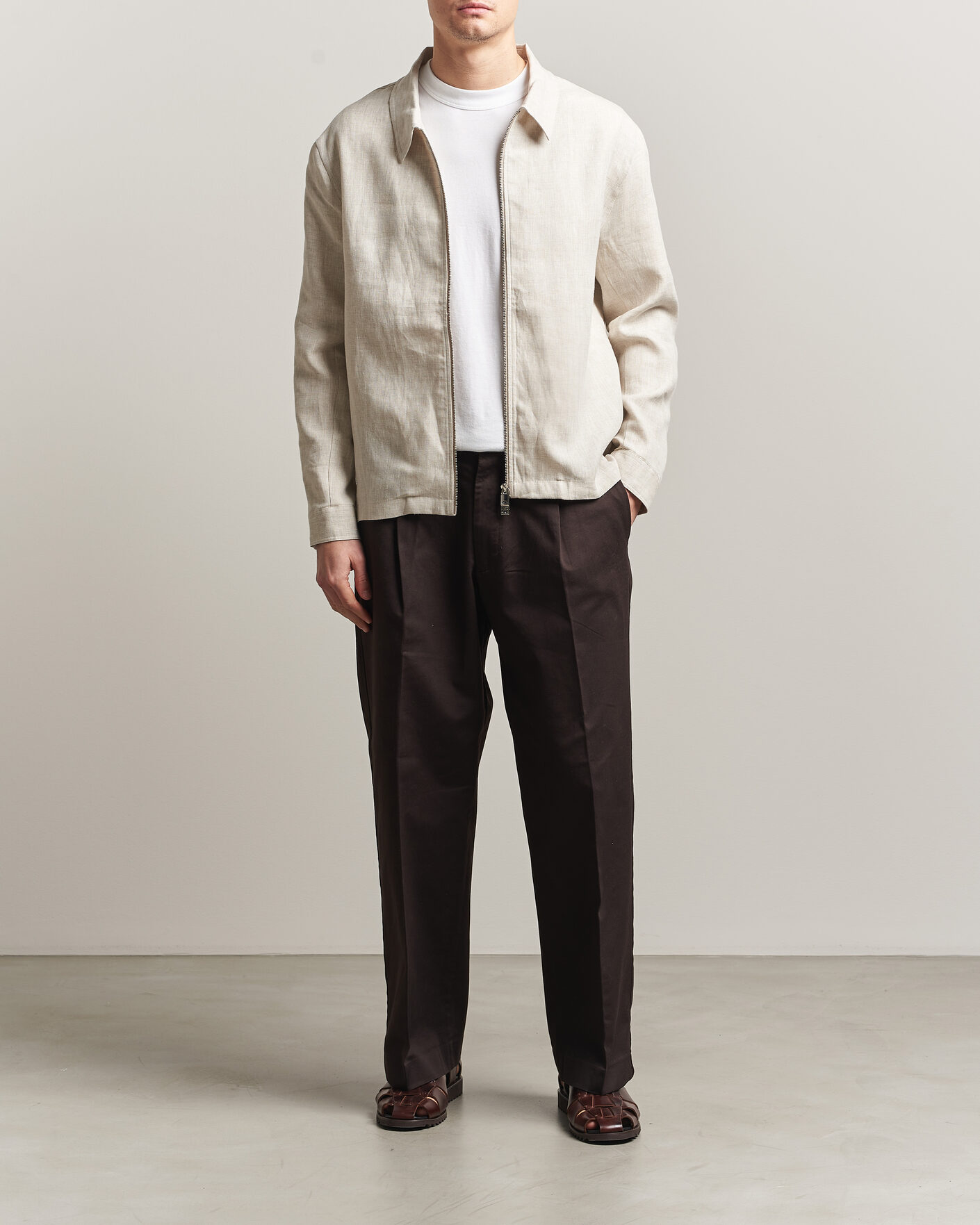 Heren | Overhemden | J.Lindeberg | Julius Drape Linen Overshirt Moonbeam