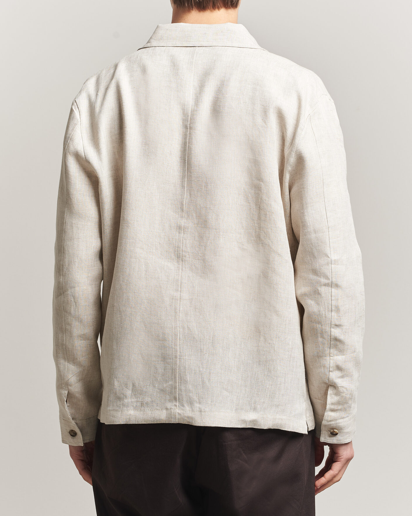 Heren | Overhemden | J.Lindeberg | Julius Drape Linen Overshirt Moonbeam