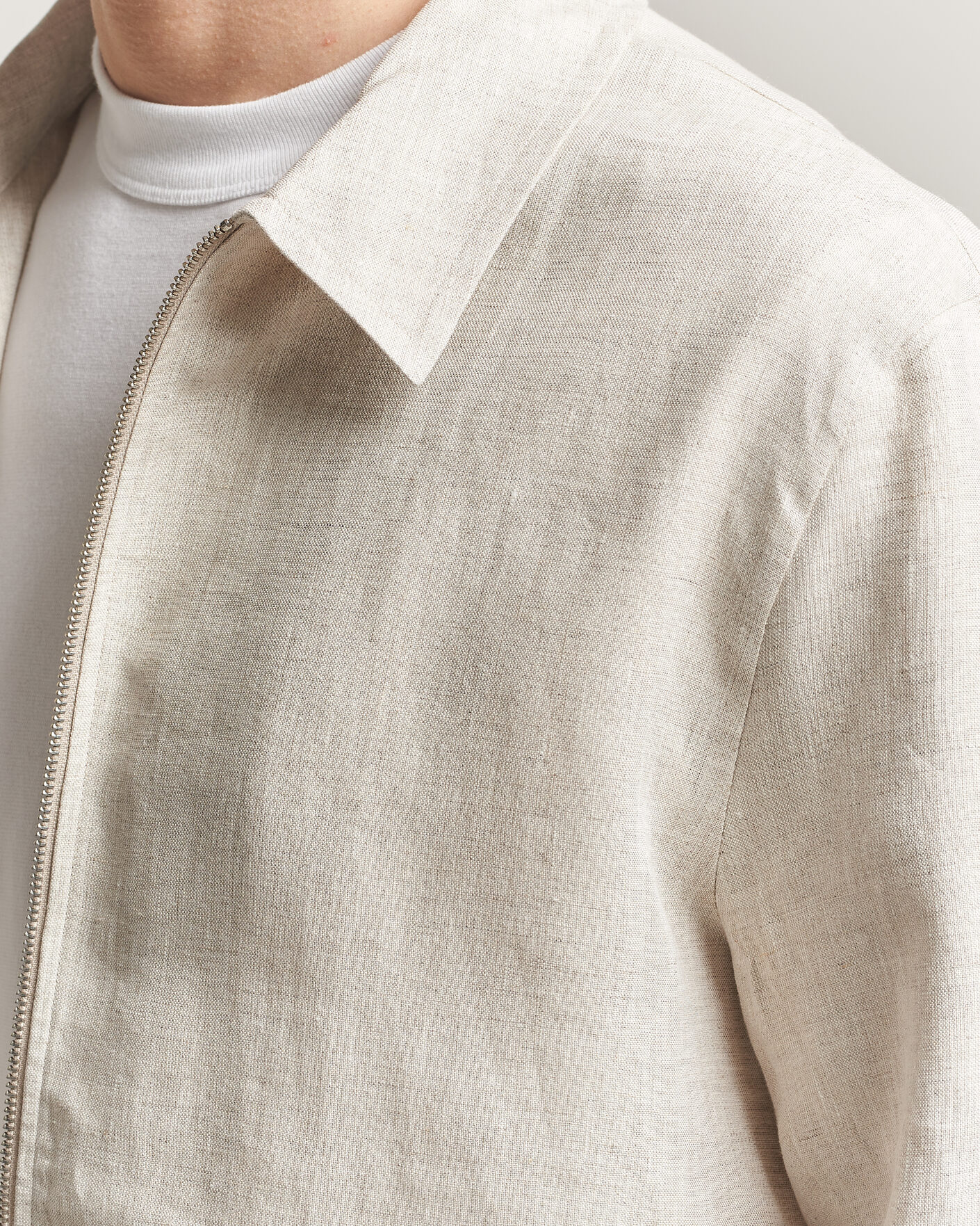 Heren | Overhemden | J.Lindeberg | Julius Drape Linen Overshirt Moonbeam