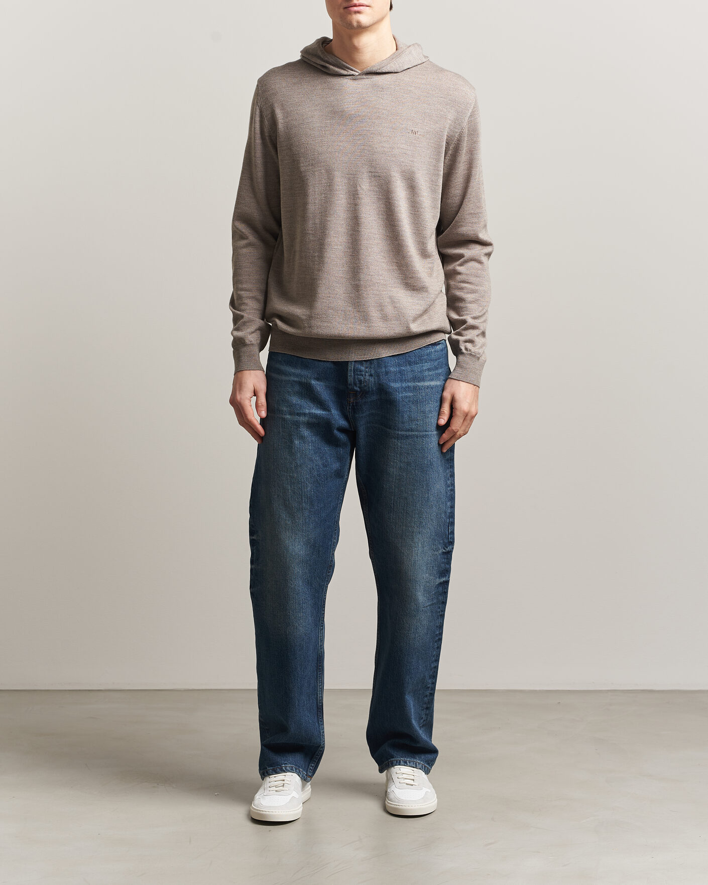 Heren | Truien | J.Lindeberg | Karl Merino Hoodie Brindle Melange