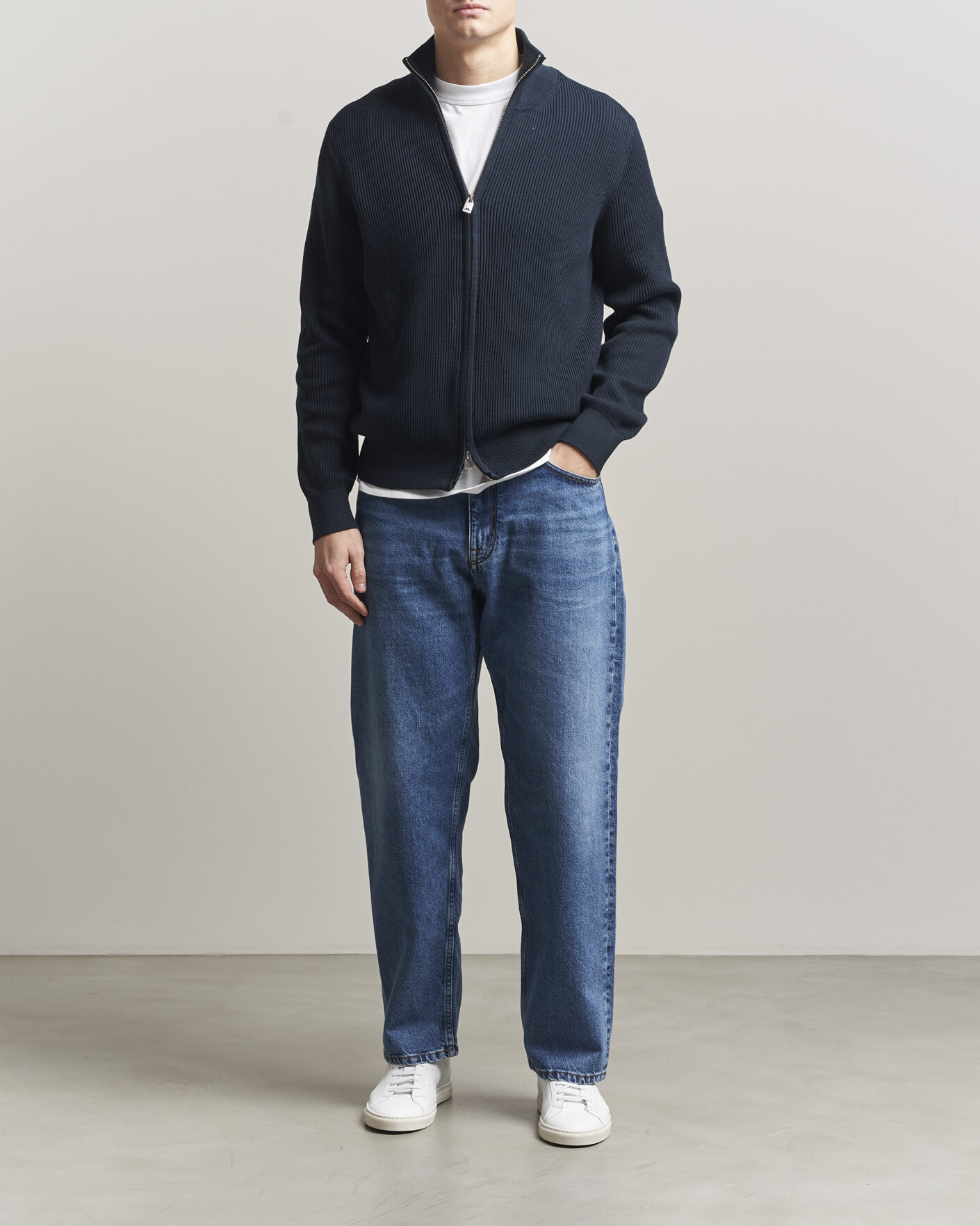 Heren | Truien | J.Lindeberg | Alexis Full Zip Cardigan JL Navy