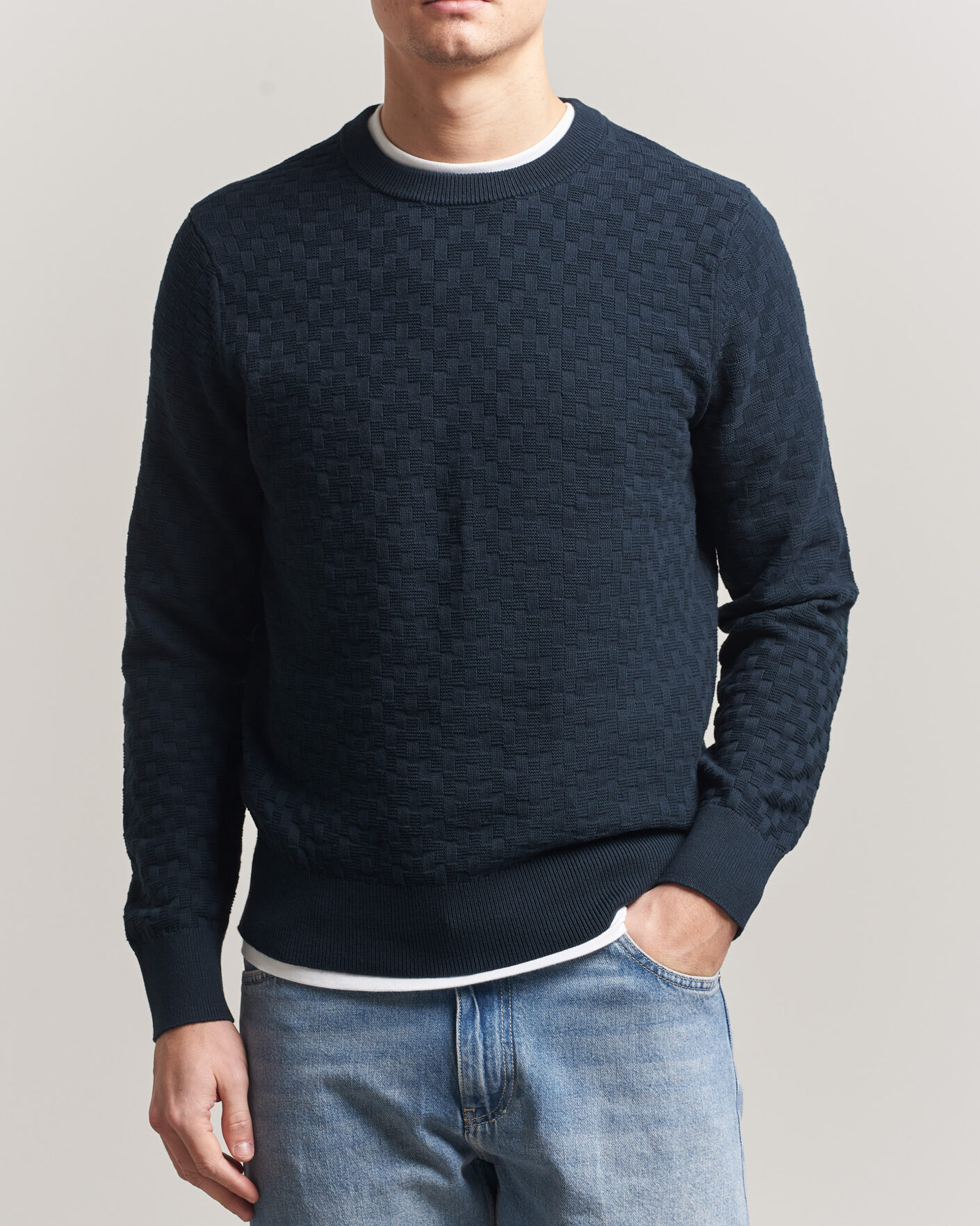 Heren | Truien | J.Lindeberg | Arthur Knit Cotton Sweater JL Navy