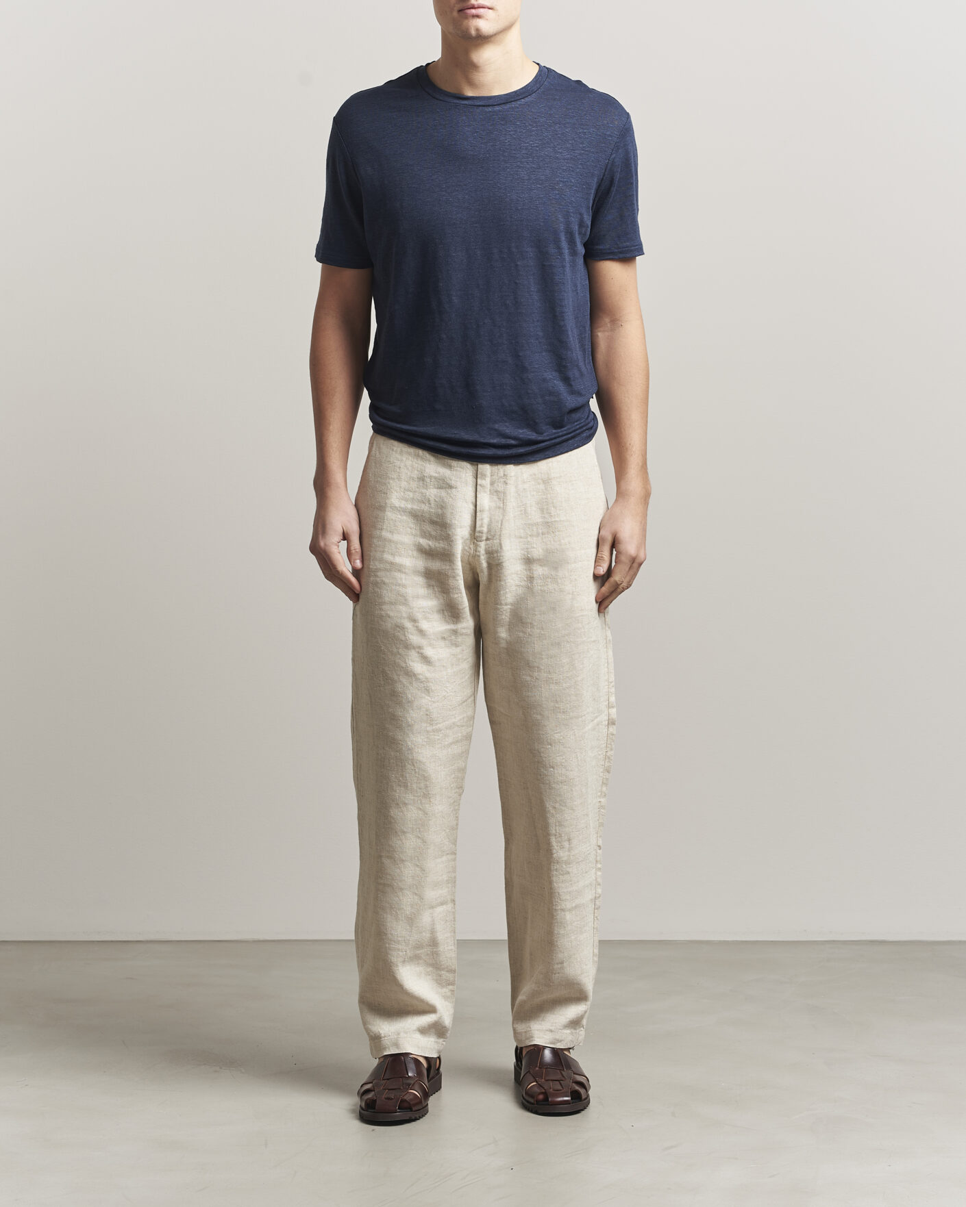 Heren | T-shirts | J.Lindeberg | Coma Linen T-Shirt JL Navy