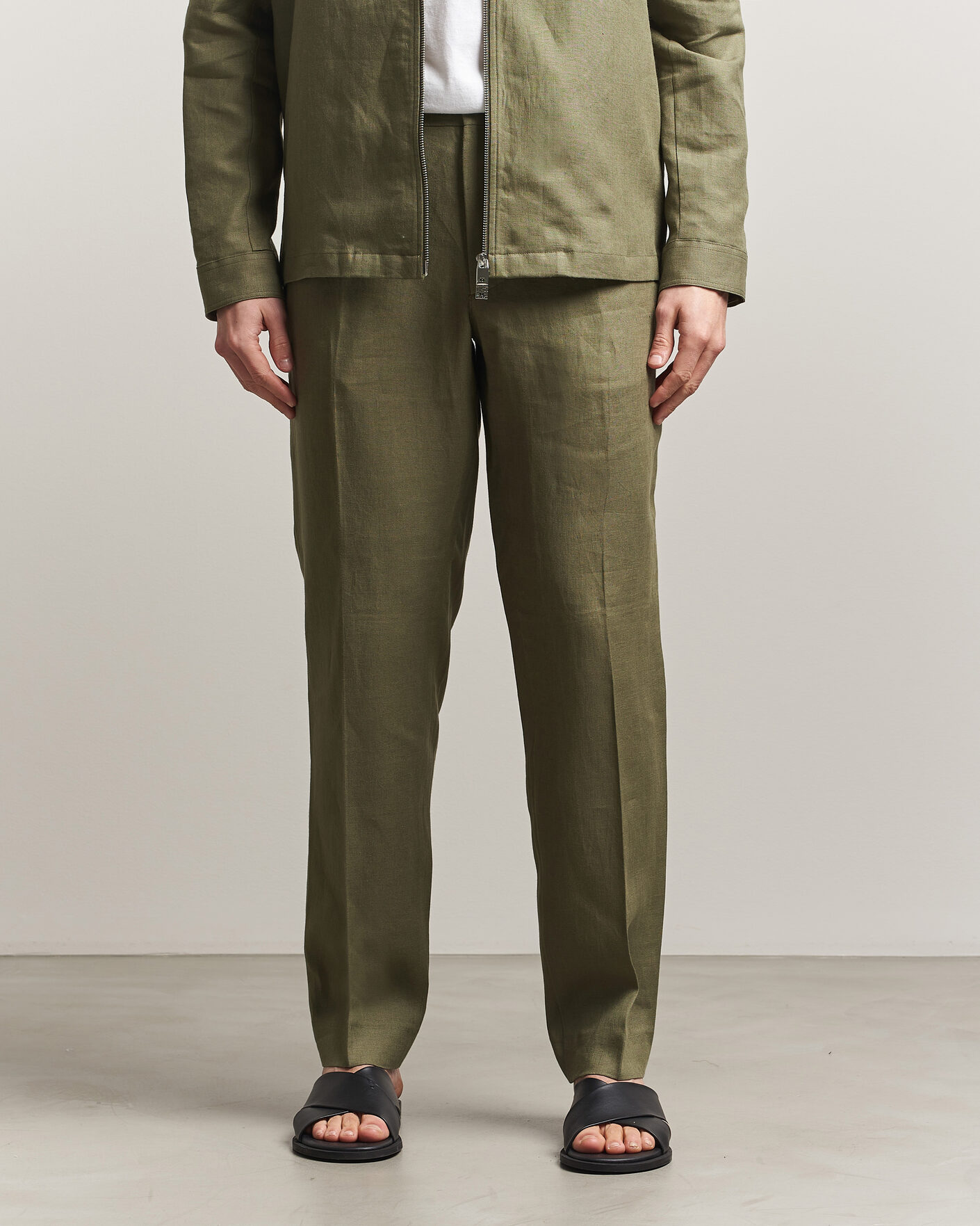 Heren | Broeken | J.Lindeberg | Soren Drape Linen Pants Kalamata