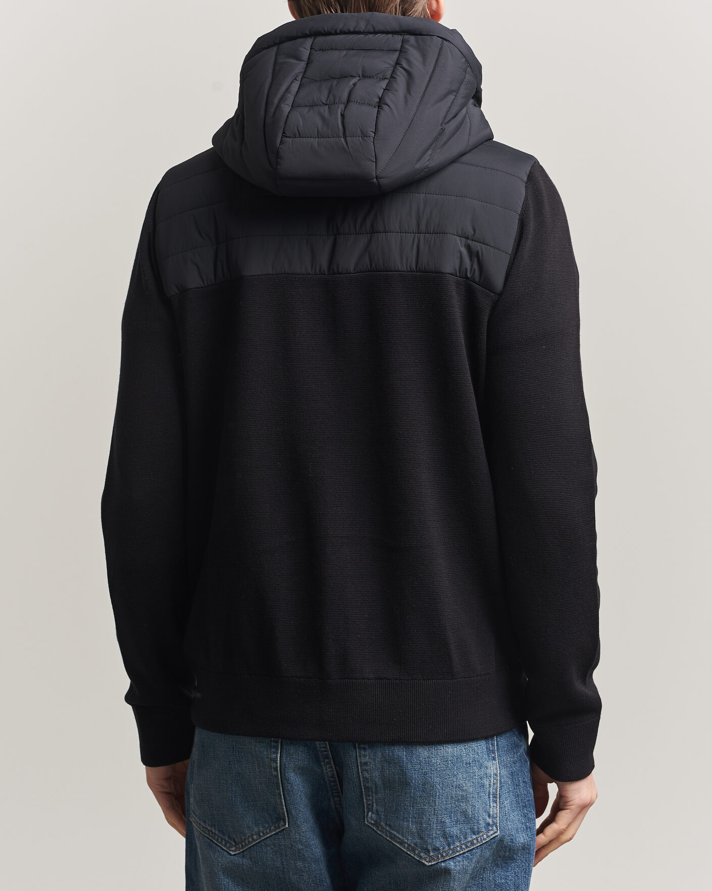 Heren | Jassen | J.Lindeberg | Ebbe Hybrid Knit Hoodie Black