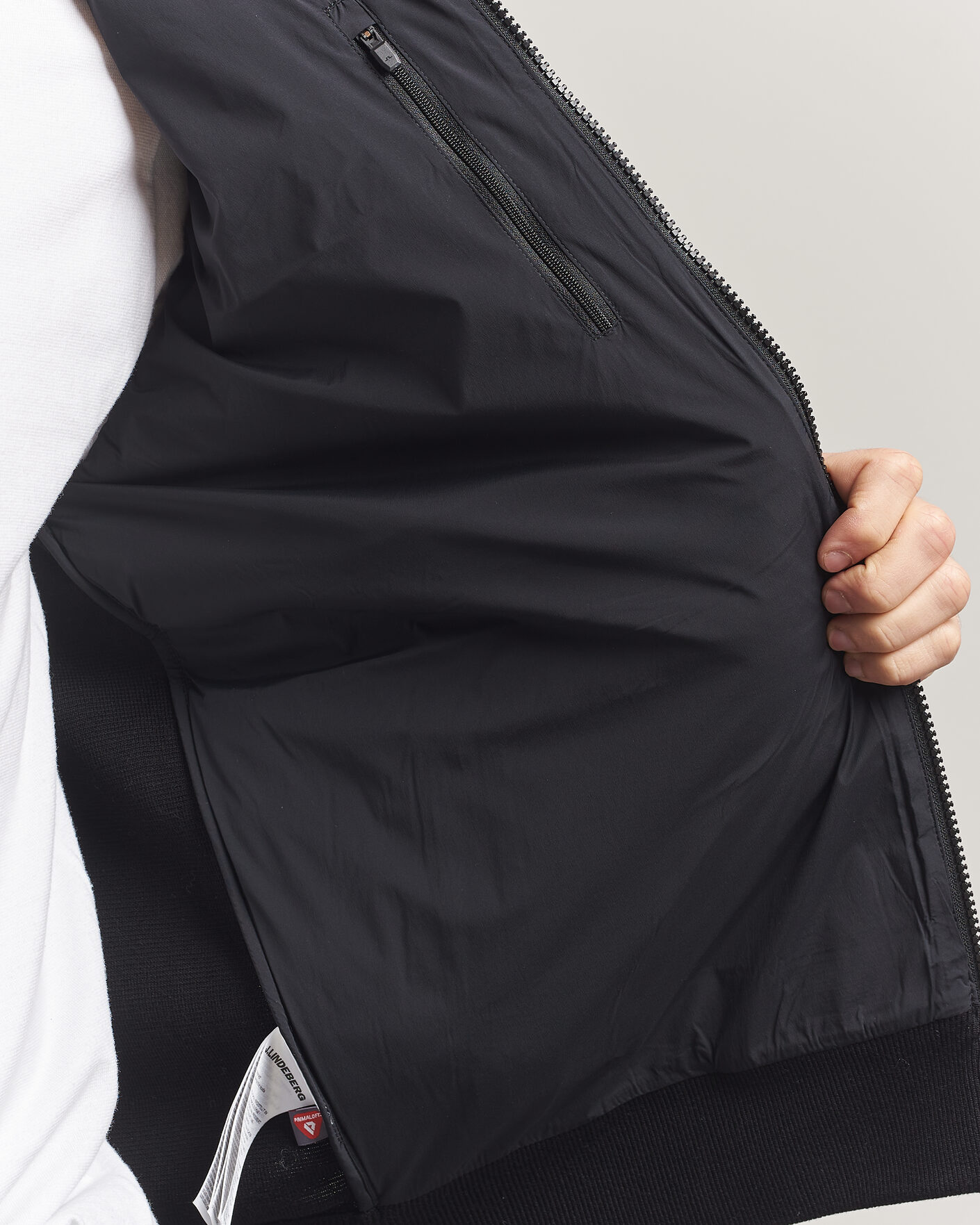 Heren | Jassen | J.Lindeberg | Ebbe Hybrid Knit Hoodie Black