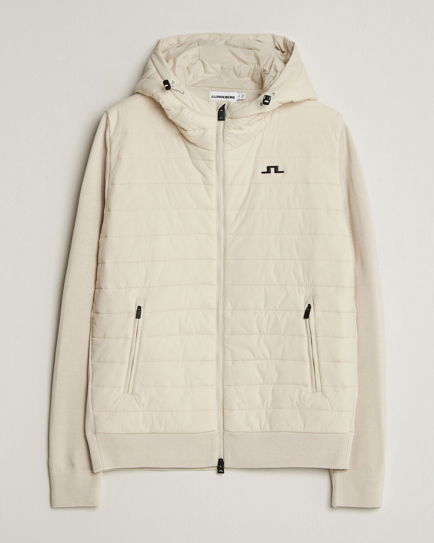 Heren | Jassen | J.Lindeberg | Ebbe Hybrid Knit Hoodie Moonbeam