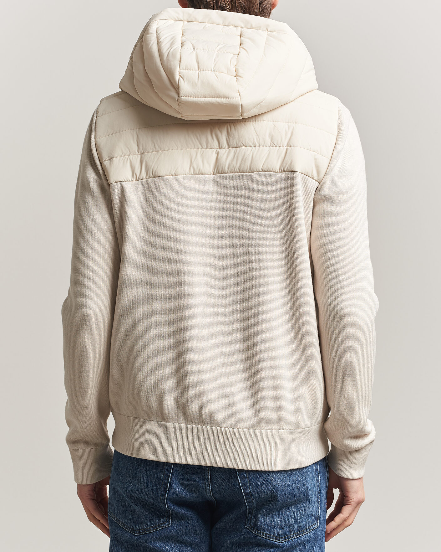 Heren | Jassen | J.Lindeberg | Ebbe Hybrid Knit Hoodie Moonbeam