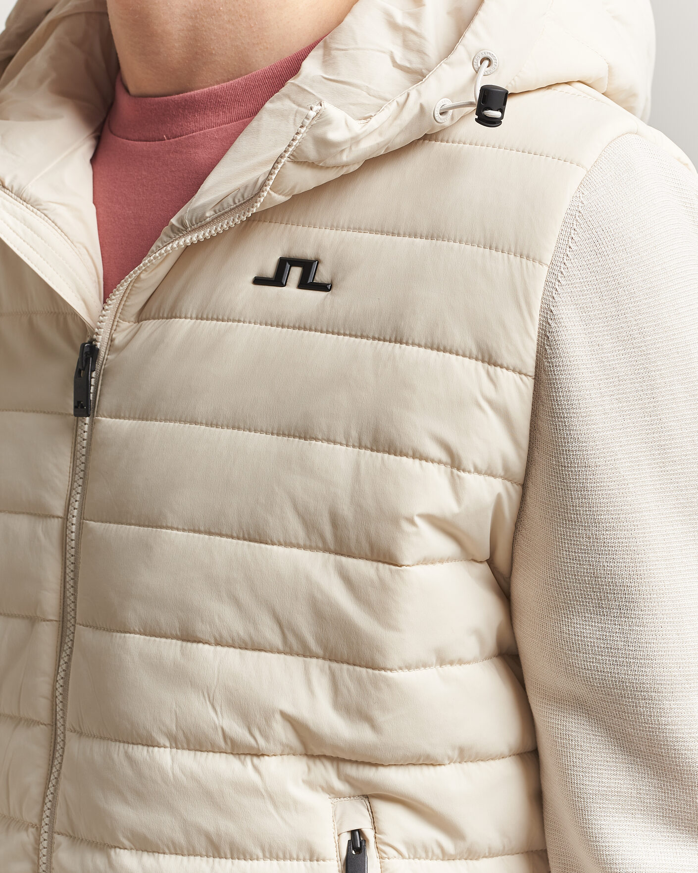 Heren | Jassen | J.Lindeberg | Ebbe Hybrid Knit Hoodie Moonbeam