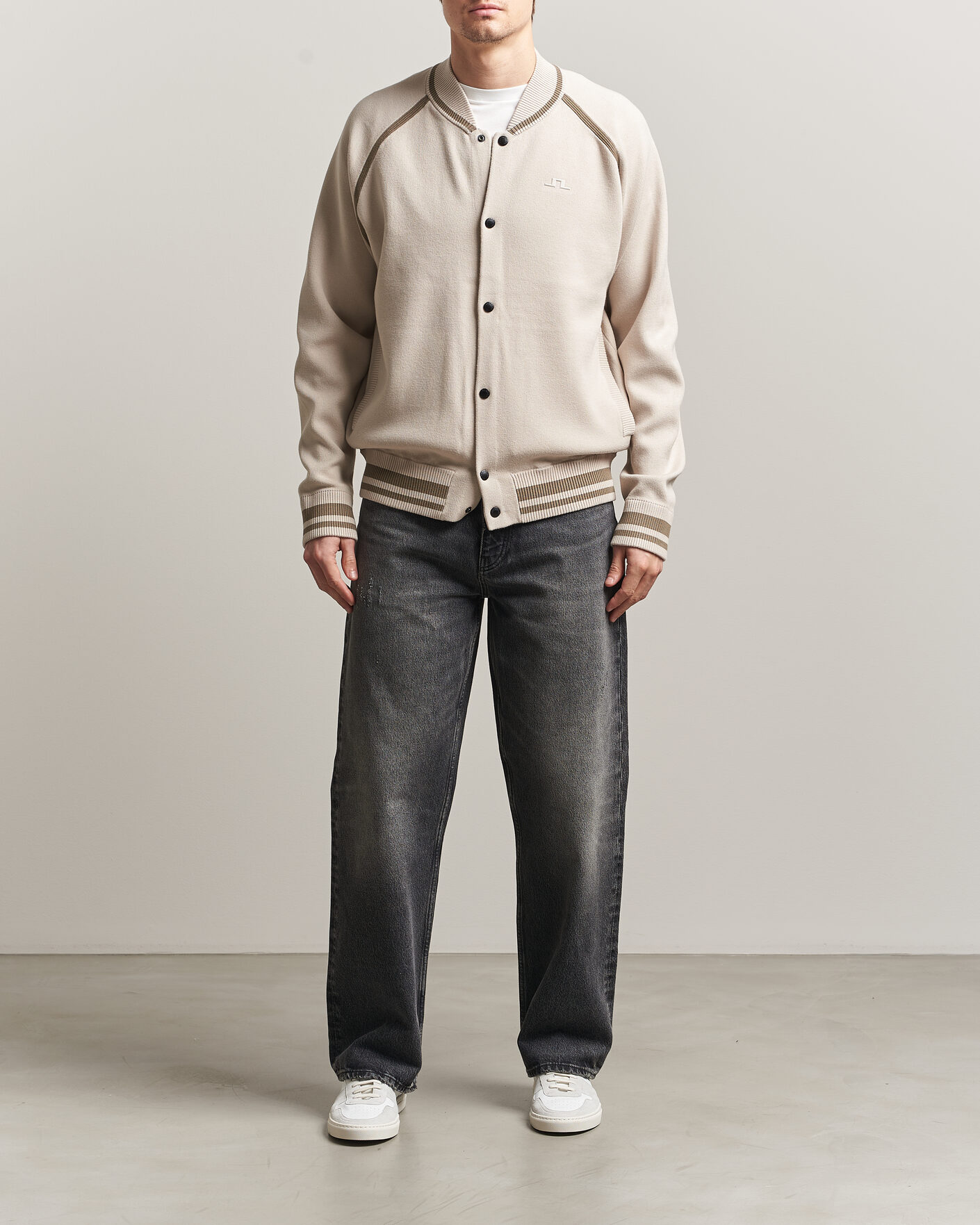 Heren | Jassen | J.Lindeberg | Stanley Jacquard Knit Bomber Moonbeam