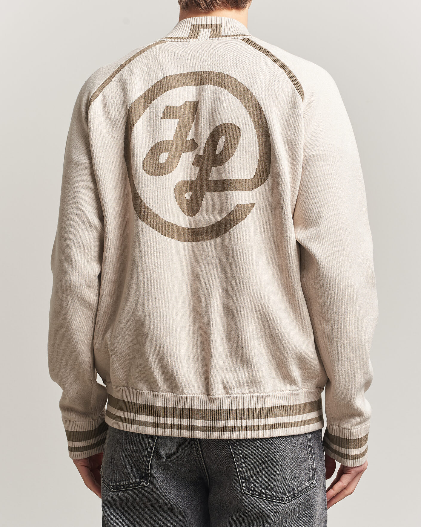 Heren | Jassen | J.Lindeberg | Stanley Jacquard Knit Bomber Moonbeam