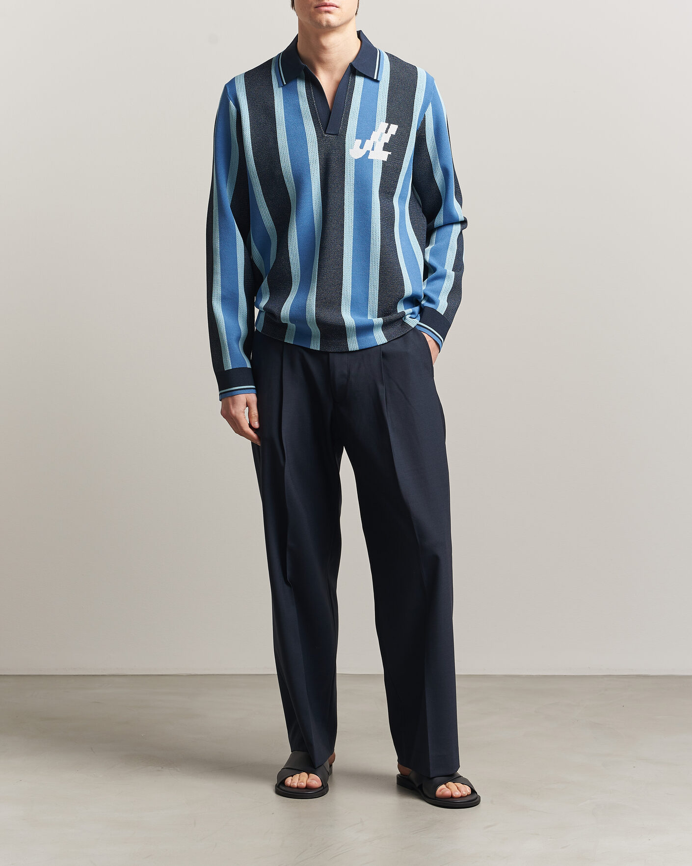 Heren | Polo's | J.Lindeberg | Silas Stripe Polo Knit JL Navy