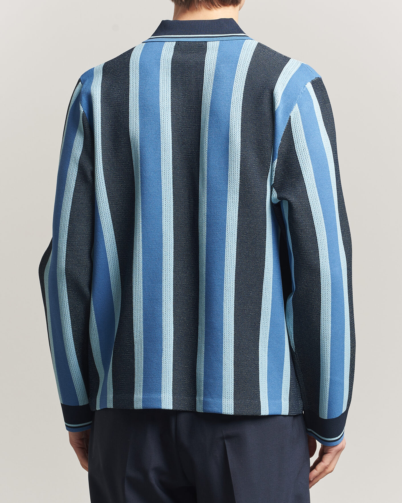 Heren | Polo's | J.Lindeberg | Silas Stripe Polo Knit JL Navy