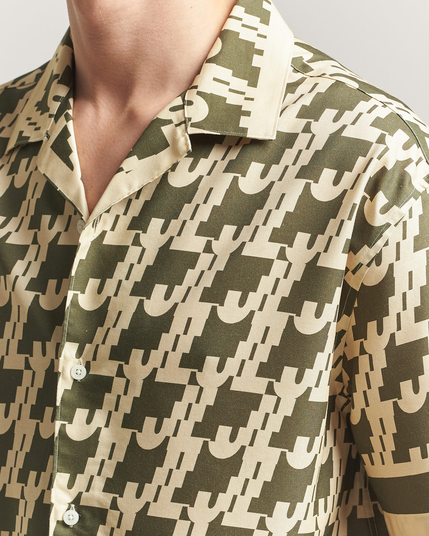 Heren | Overhemden | J.Lindeberg | Ellis Border Resort Shirt Glitch Kalamata