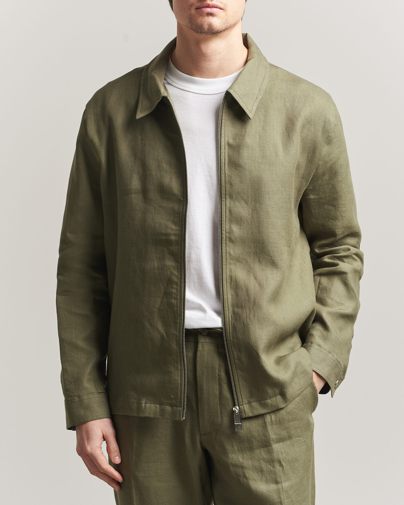 Heren | Overhemden | J.Lindeberg | Julius Drape Linen Overshirt Kalamata