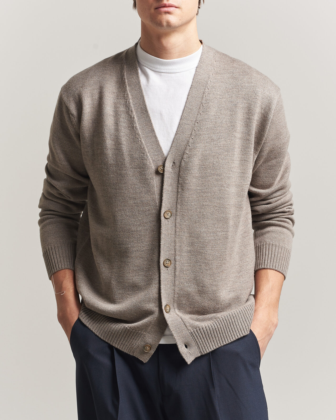 Heren | Truien | J.Lindeberg | Jared Merino Cardigan Brindle Melange