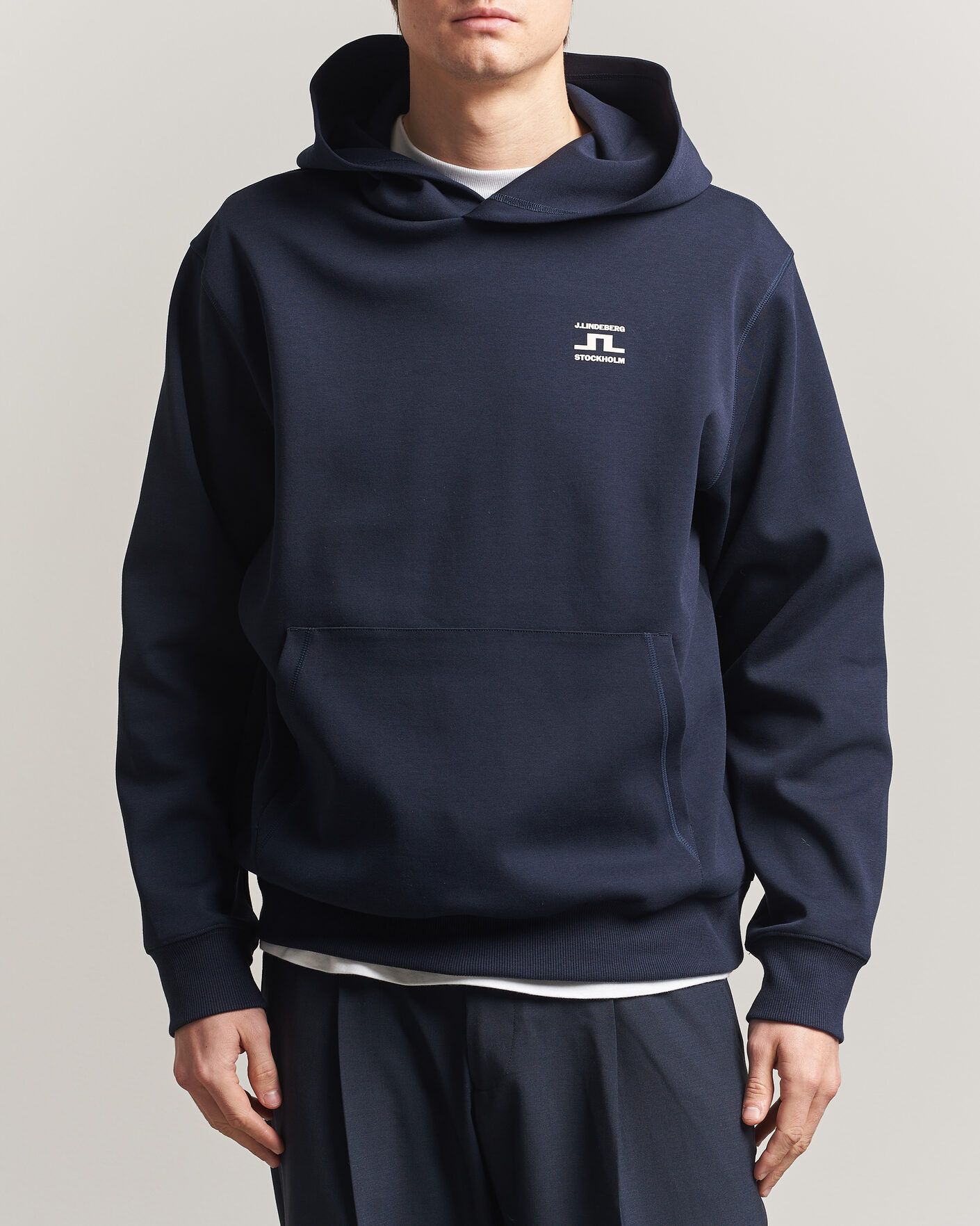 Heren | Truien | J.Lindeberg | Club Printed Hoodie JL Navy