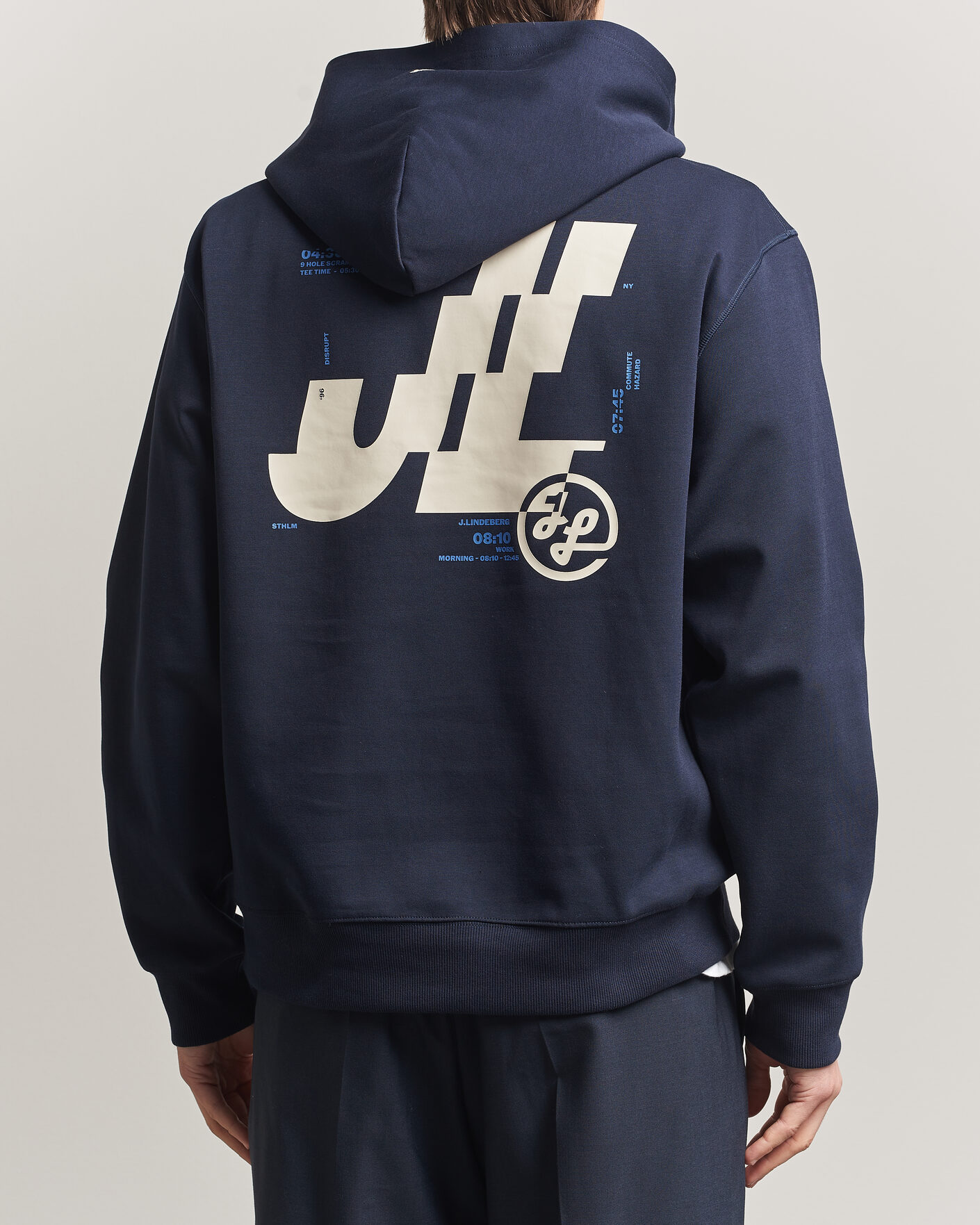 Heren | Truien | J.Lindeberg | Club Printed Hoodie JL Navy