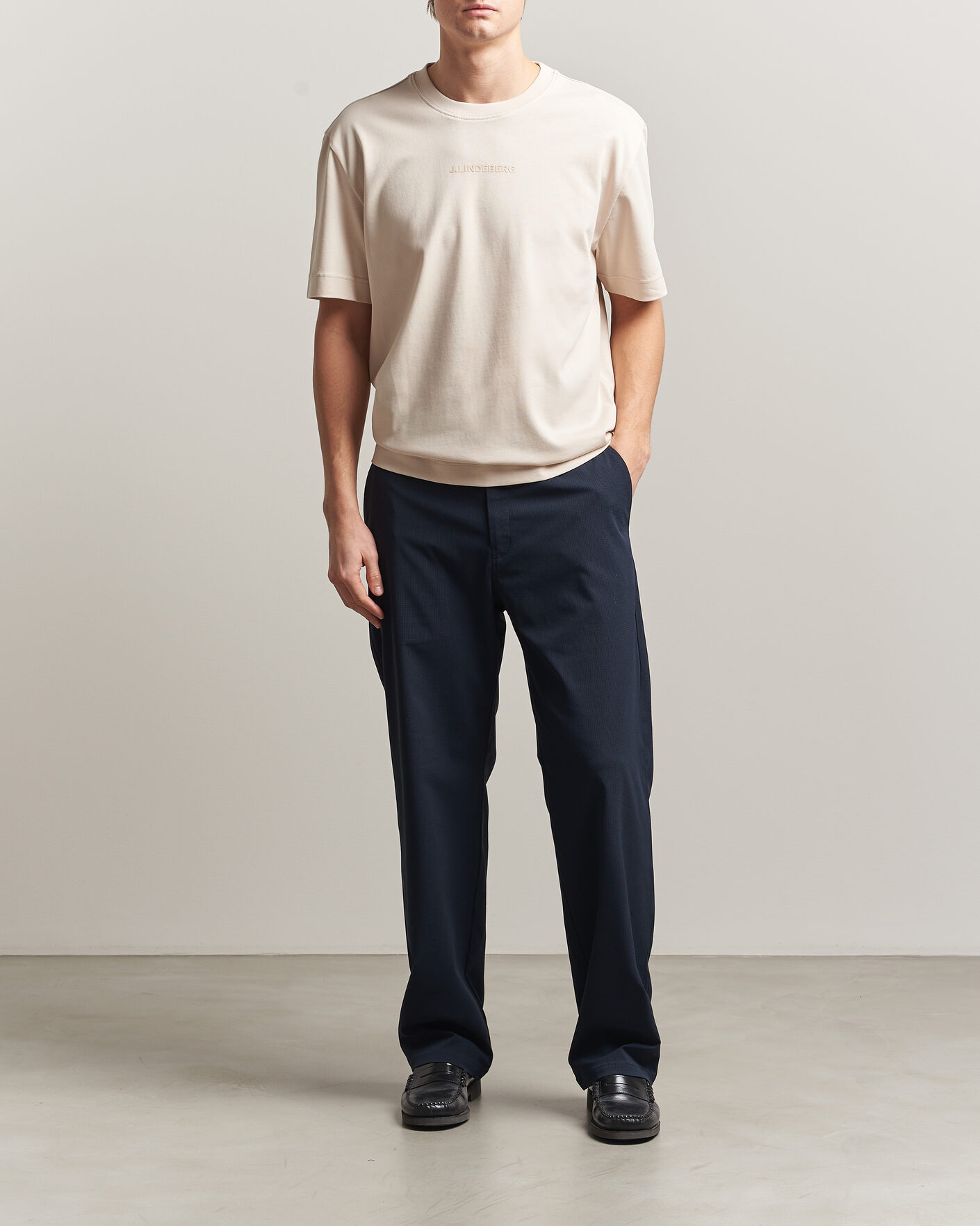 Heren | T-shirts | J.Lindeberg | Hale Heavy Logo T-Shirt Moonbeam