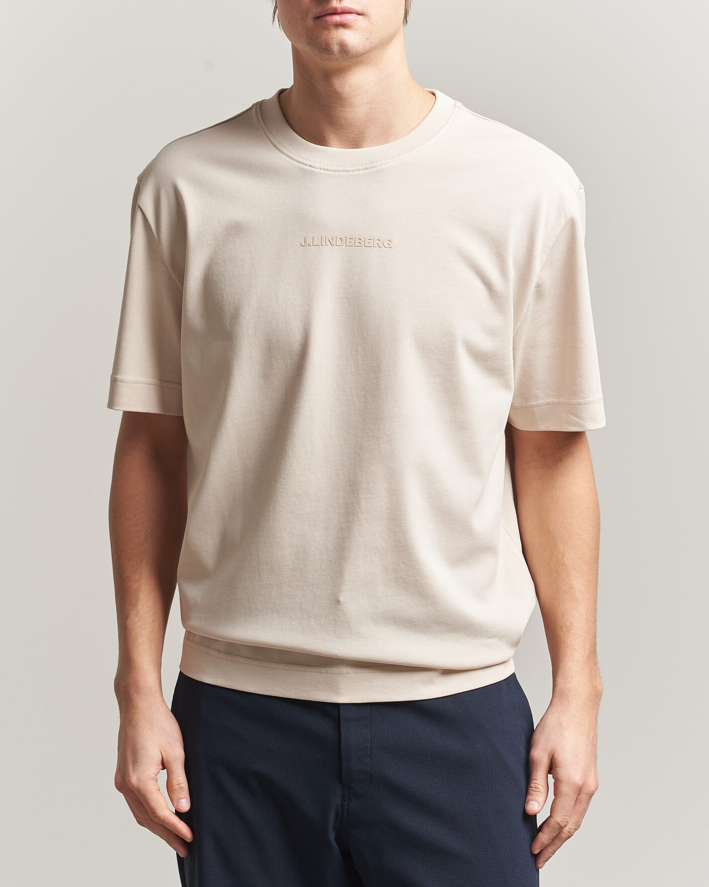 Heren | T-shirts | J.Lindeberg | Hale Heavy Logo T-Shirt Moonbeam