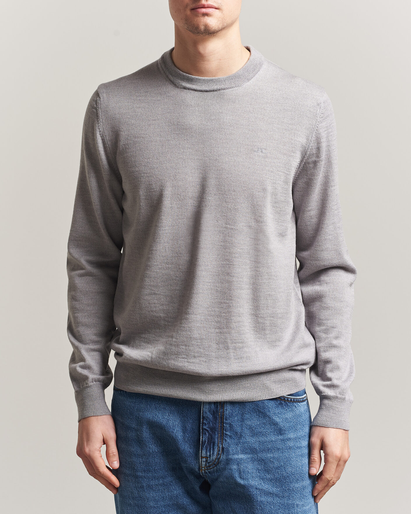 Heren | Truien | J.Lindeberg | Keane Merino Crew Neck Pullover Light Grey Melange