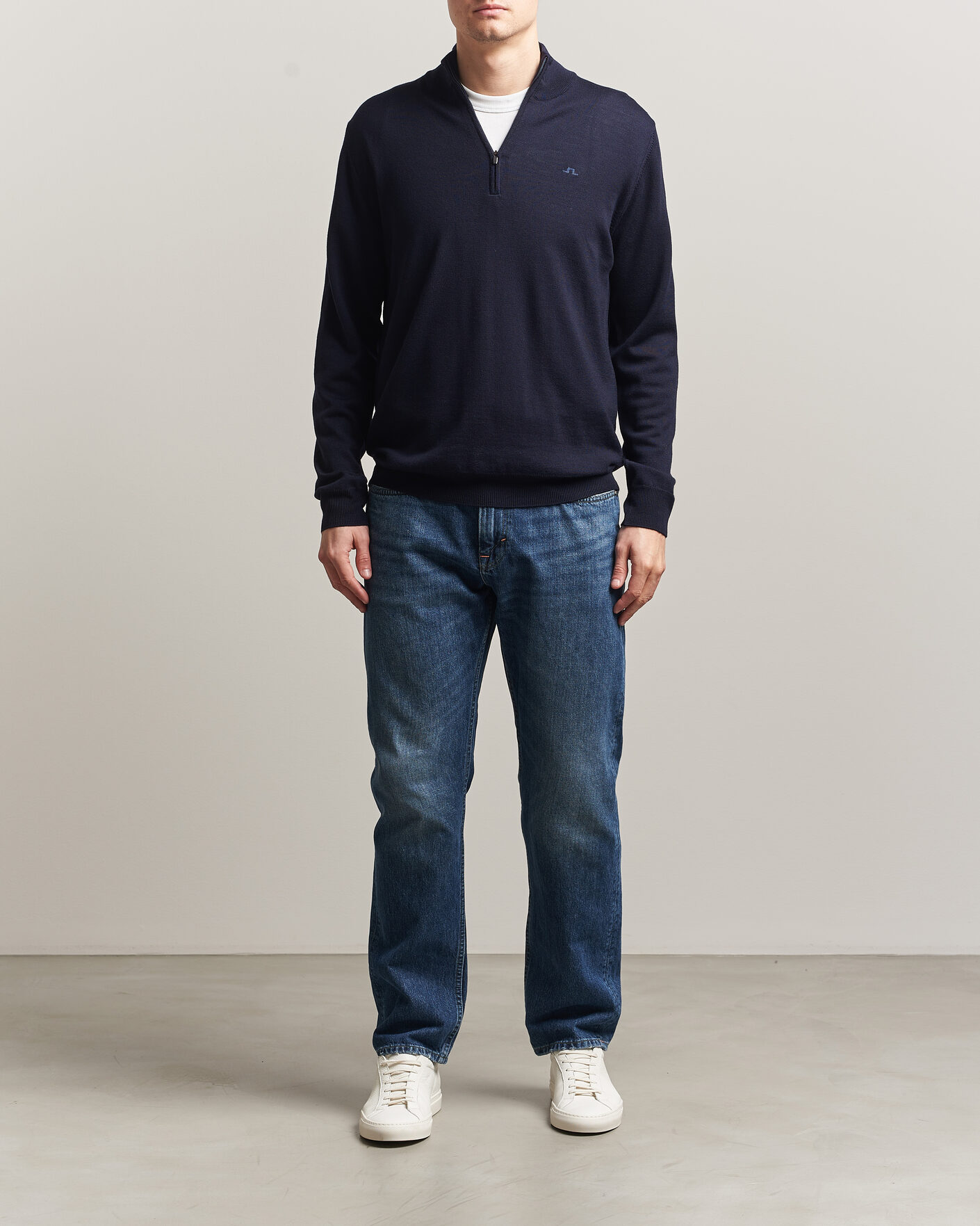 Heren | Truien | J.Lindeberg | Kiyan Merino Half Zip JL Navy