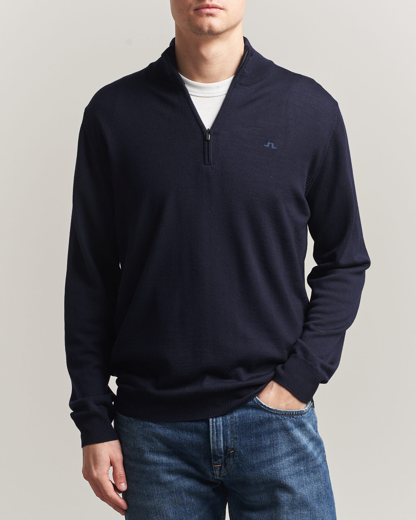 Heren | Truien | J.Lindeberg | Kiyan Merino Half Zip JL Navy