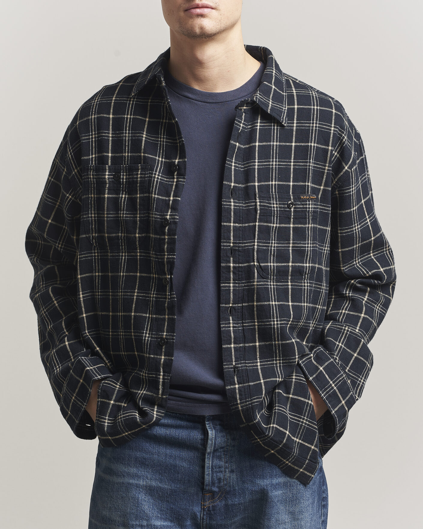 Heren | Overhemden | Nudie Jeans | Julian Checked Worker Shirt Black