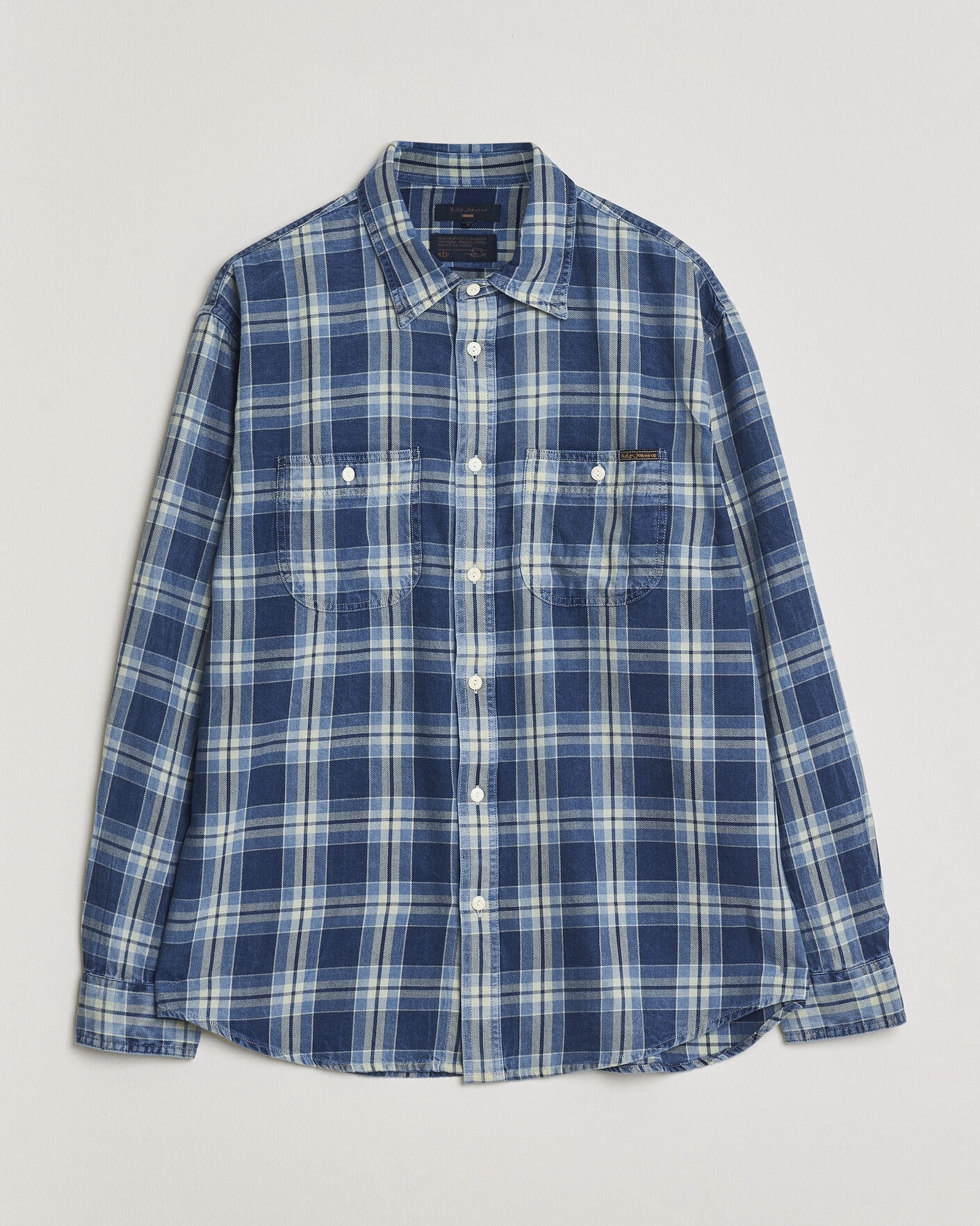 Heren | Overhemden | Nudie Jeans | Julian Checked Worker Shirt Indigo