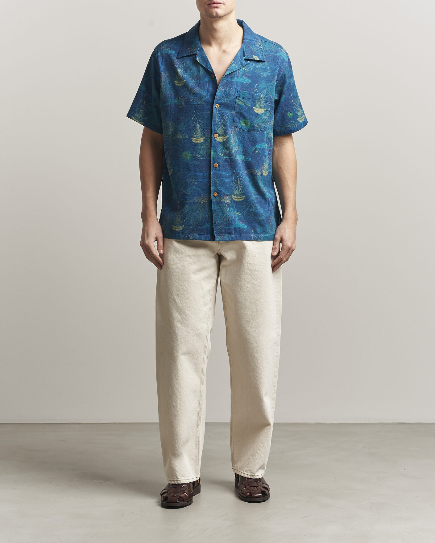 Heren | Overhemden | Nudie Jeans | Arvid Hawaii Shirt Deep Sea