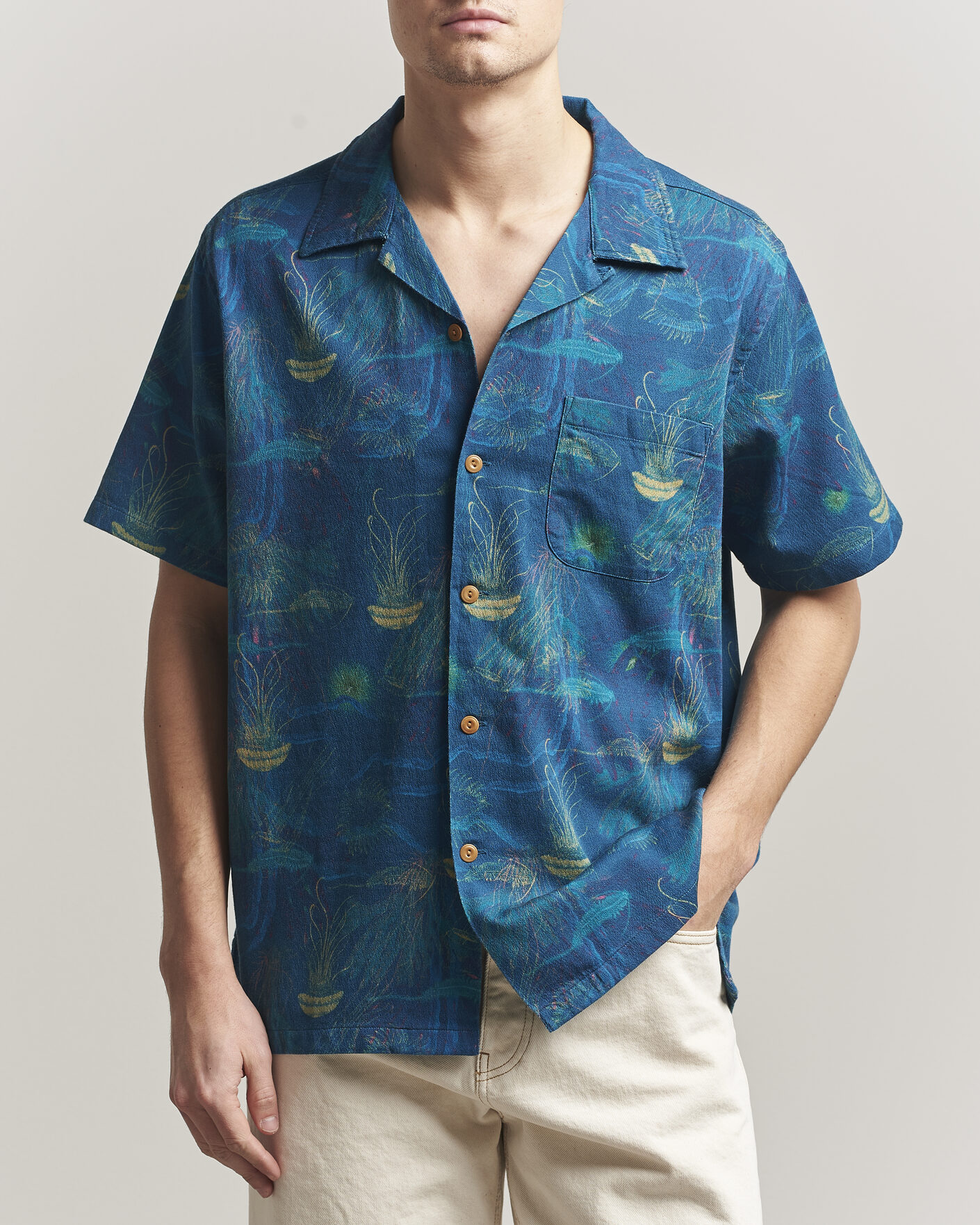 Heren | Overhemden | Nudie Jeans | Arvid Hawaii Shirt Deep Sea
