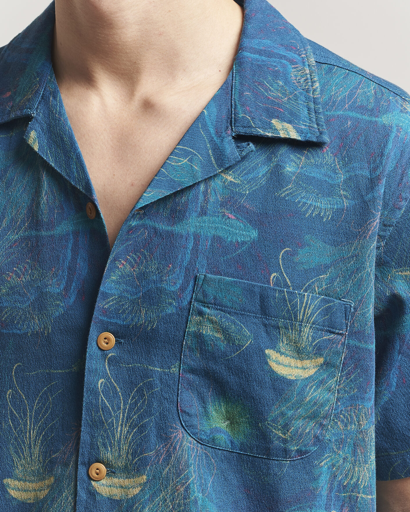 Heren | Overhemden | Nudie Jeans | Arvid Hawaii Shirt Deep Sea
