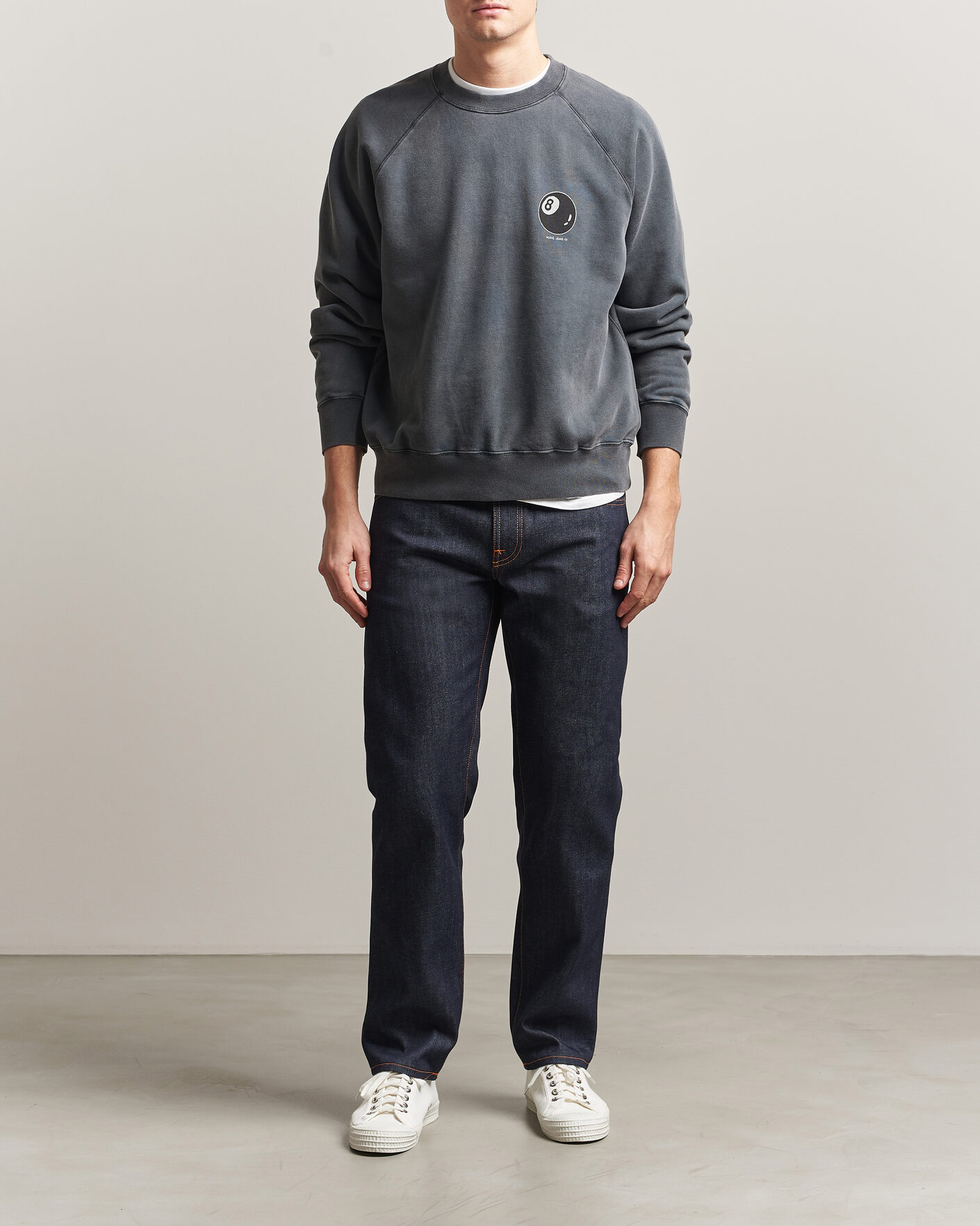 Heren | Truien | Nudie Jeans | Palle Printed Crew Neck Sweatshirt Antracite