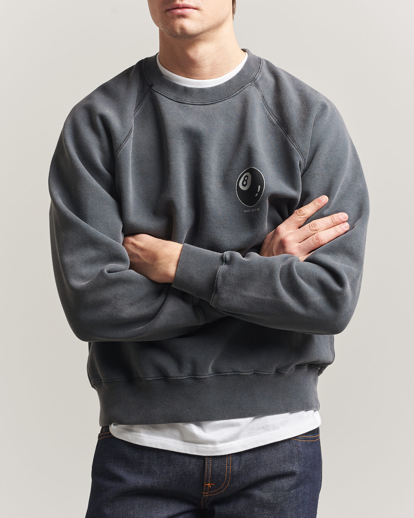 Heren | Truien | Nudie Jeans | Palle Printed Crew Neck Sweatshirt Antracite